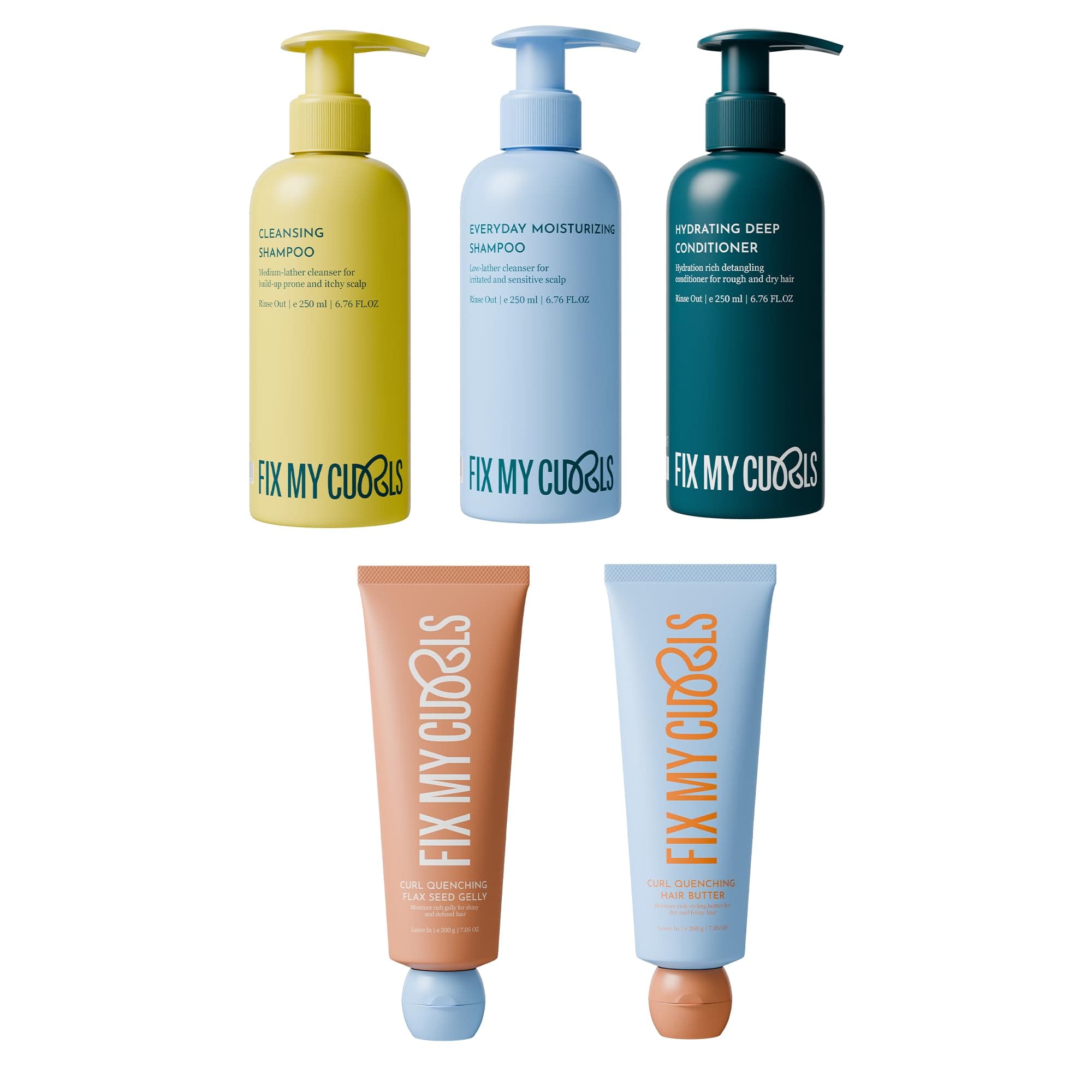 5 Step Kit| Wash and Style - Shampoo, Condition, Butter & Gelly (5 Pack)| For Curly, & Frizzy Hair |Sulphate & Silicone Free | 200gm each