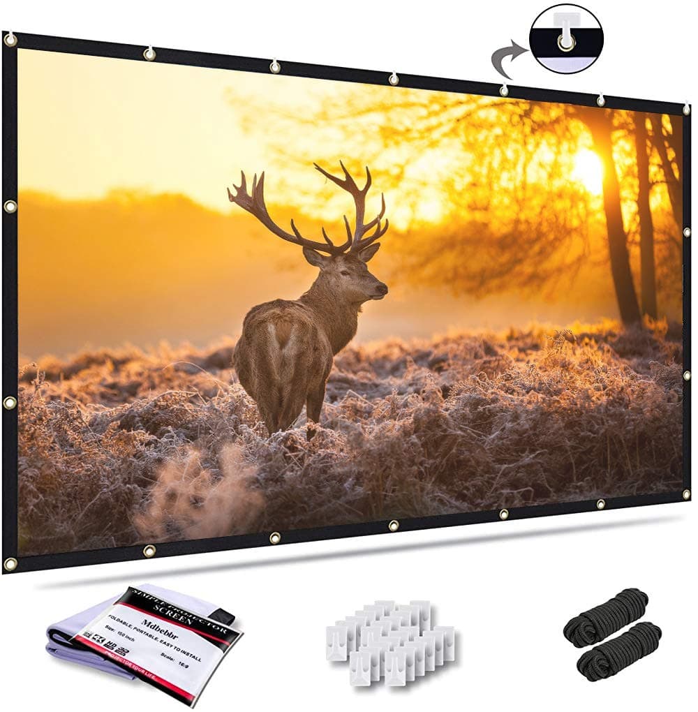 Projector Screen 120 inch 16:9 HD Foldable Anti-Crease Portable Projector Movies Screen Support Double-Sided Projection for Home Theater Outdoor Indoor，Office use