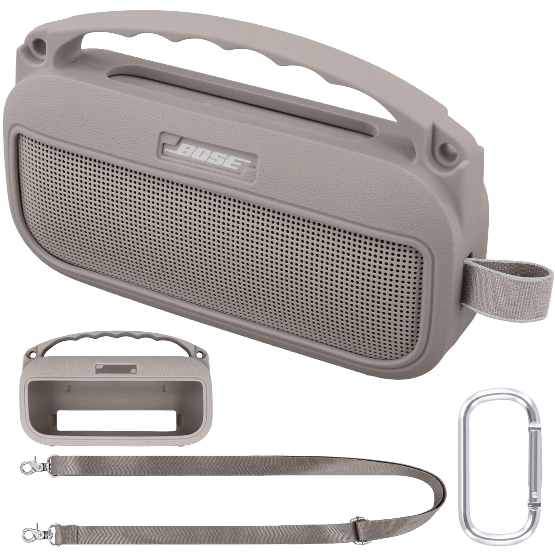 co2CREA Case Silicone for Bose SoundLink Flex (2nd Gen) Bluetooth Portable Speaker, Portable Ultra-light Protective Sleeve with Carabiner and Shoulder Strap (Speaker and Accessories not Included)