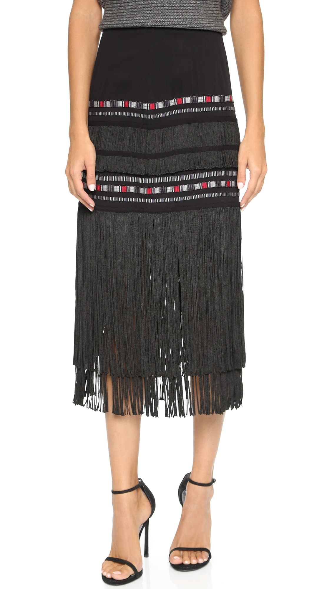 Women's Indian Midi Fringe Skirt
