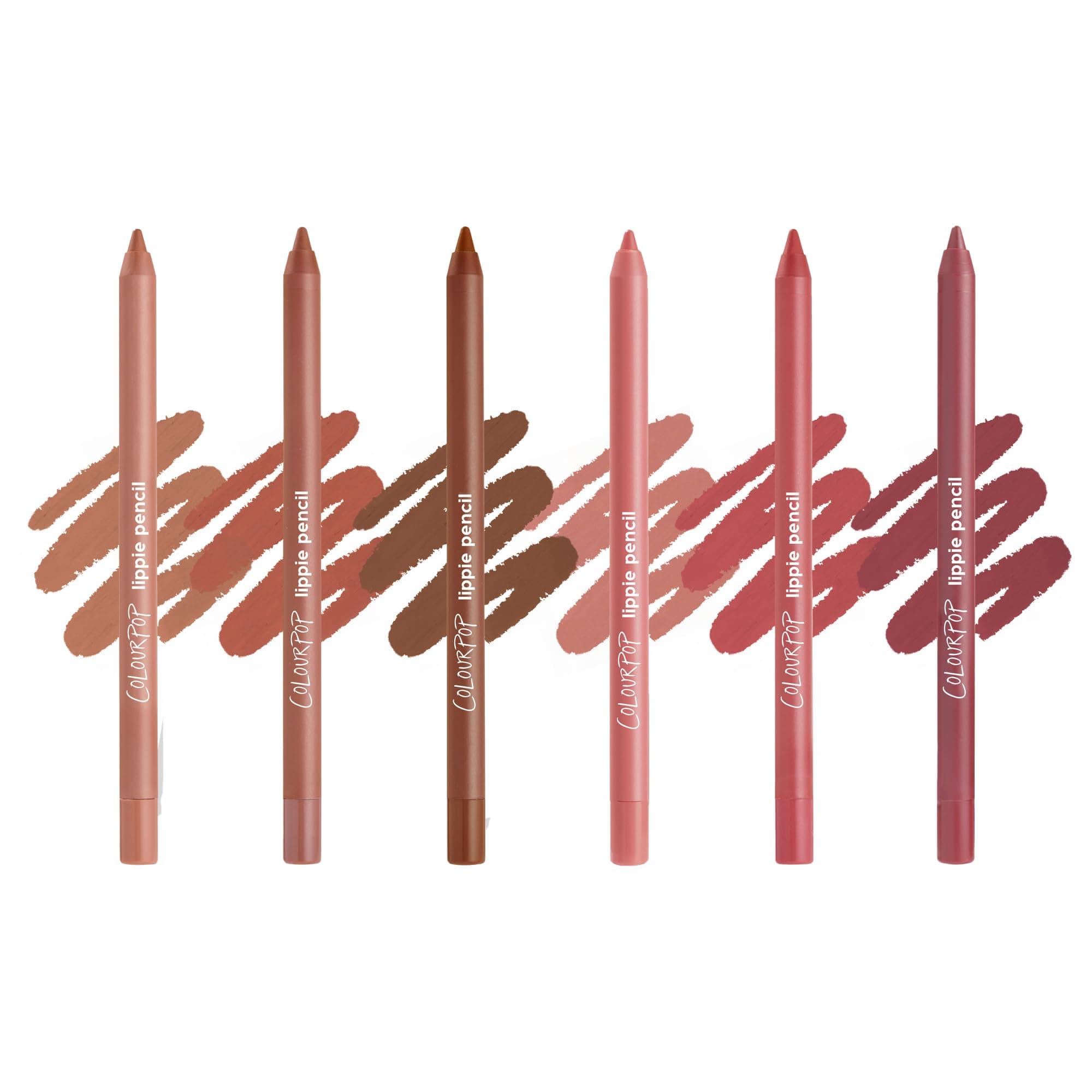 ColourPop Lined and Defined Lippie Lip Pencil Kit - High-Pigment, Long-Lasting & Sharpenable Lip Liner with High-Impact Color - Nude Pink + Brown Shades with a Matte Finish (6 Count)