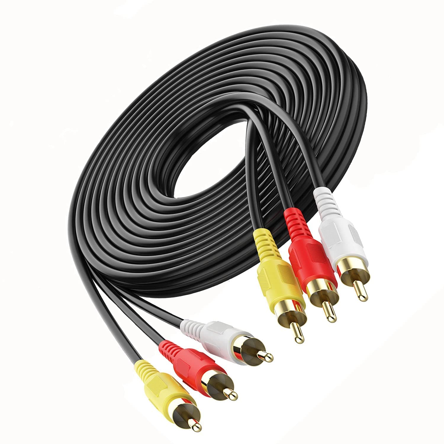 KEBILSHOP 3 RCA Male to Male 3 RCA Audio Video AV Cable. Suitable for TV LC LED Home Theater Laptop PC DVD .Black,1 Pc Pack. (10 Meter)