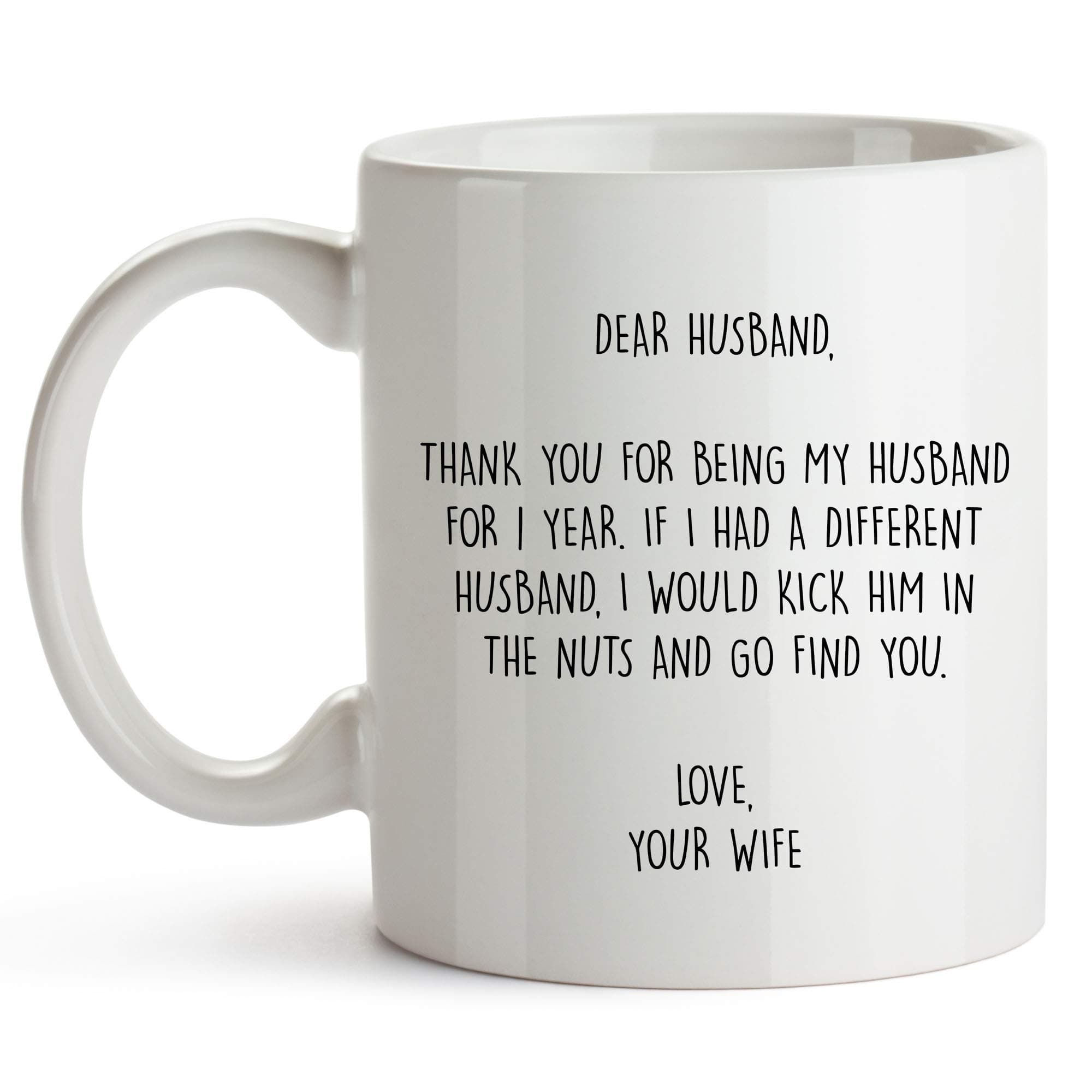 YouNique Designs 1 Year Anniversary Coffee Mug for Him, 11 Ounces, 1st Wedding Anniversary Cup for Husband, One Year