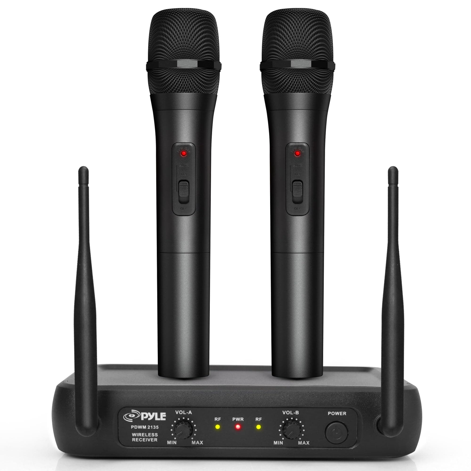 Pyle PDWM2135 VHF Wireless Microphone System, 2 Handheld Mics, Fixed Frequency