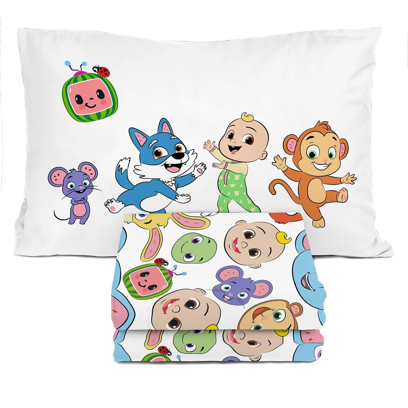 Sunny Side Up CoComelon Twin Size Sheeet Set - 3 Piece Kids Animals Bedding Set Includes Pillow Cover - Super Soft Microfiber Sheets