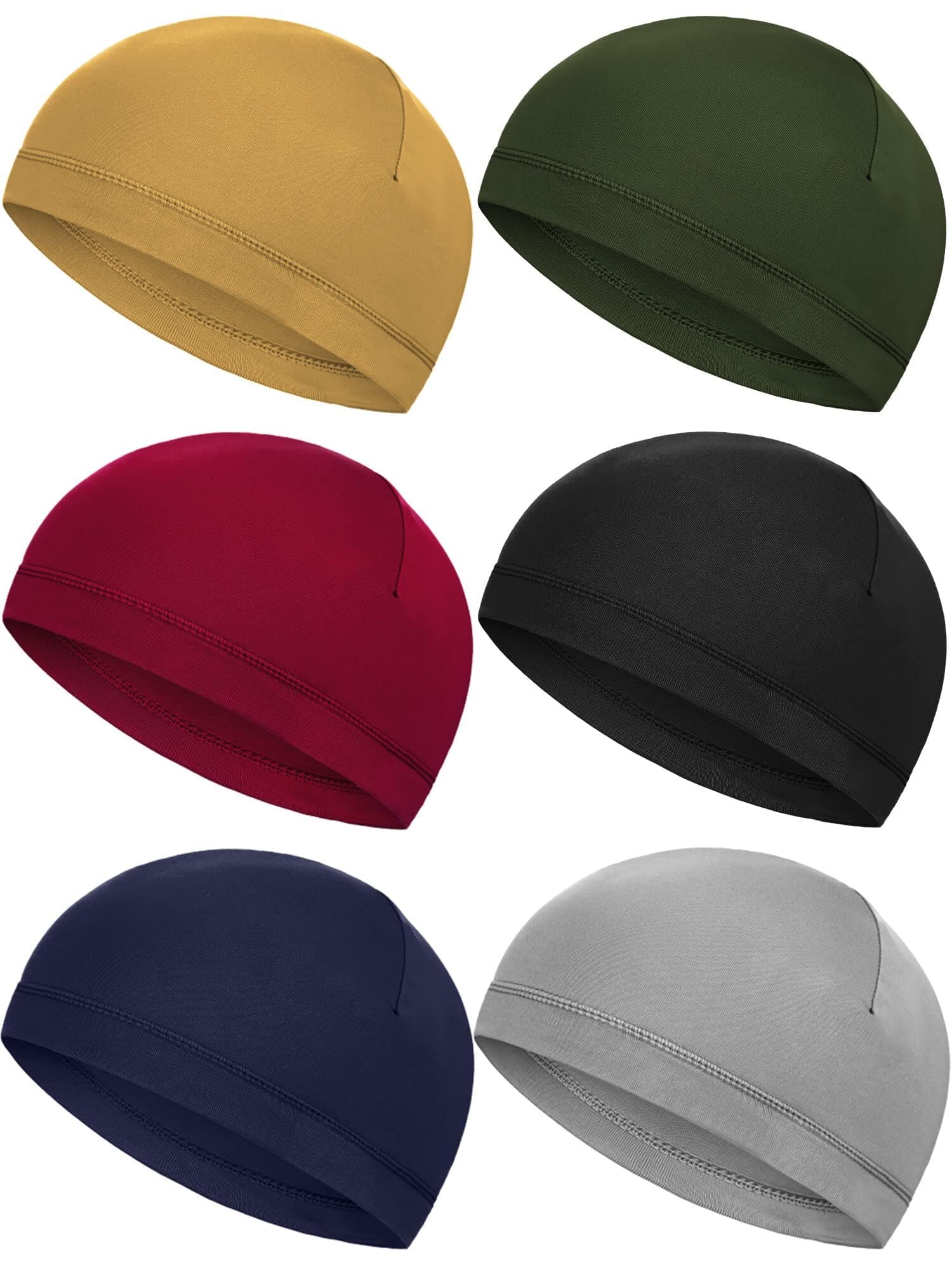 Boao 6 Pieces Skull Caps Helmet Liner Sweat Wicking Cap Running Hats Cycling Skull Caps for Men Women