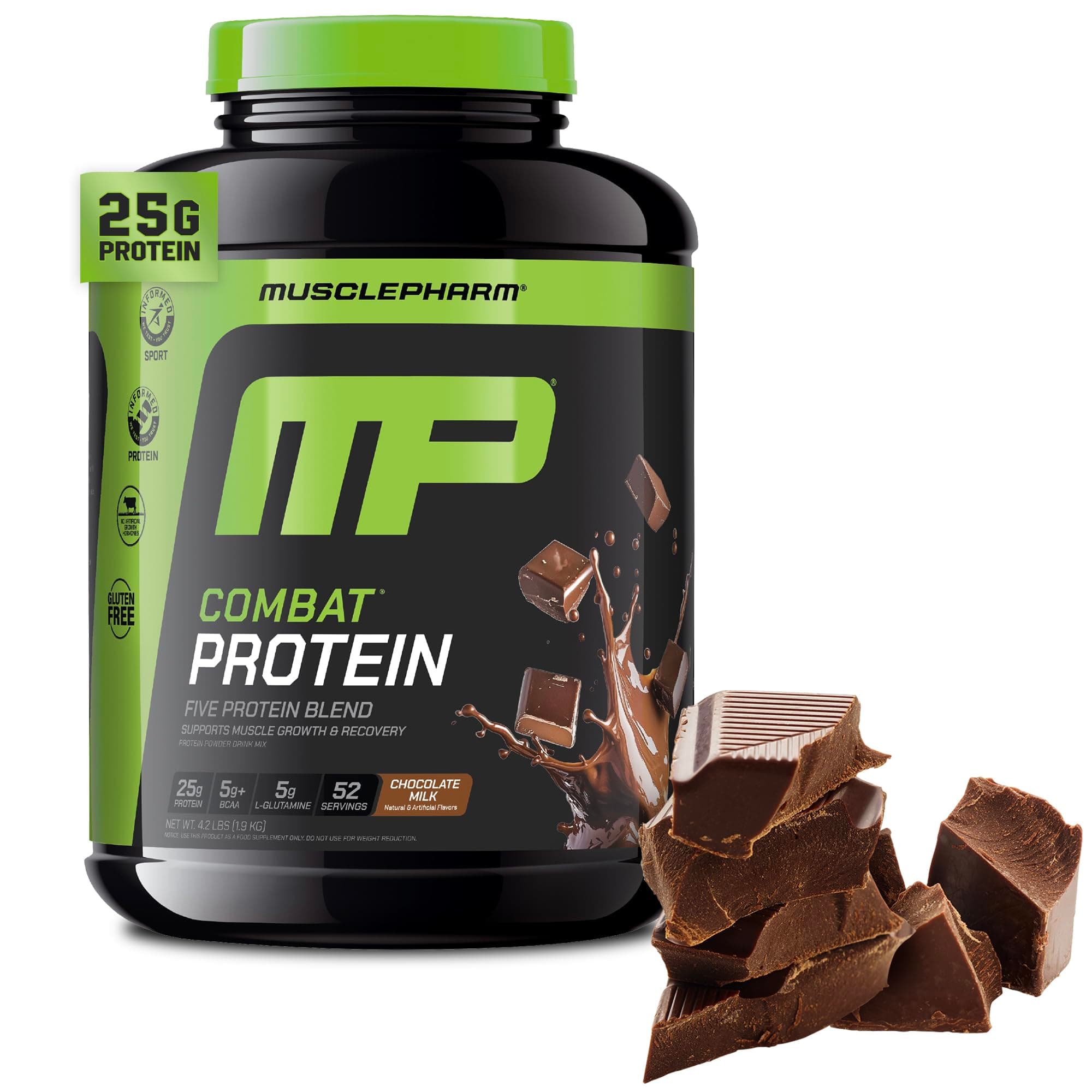 Combat Protein Powder, 5 Protein Blend, Chocolate Milk, 4.1 Pounds, 52 Servings