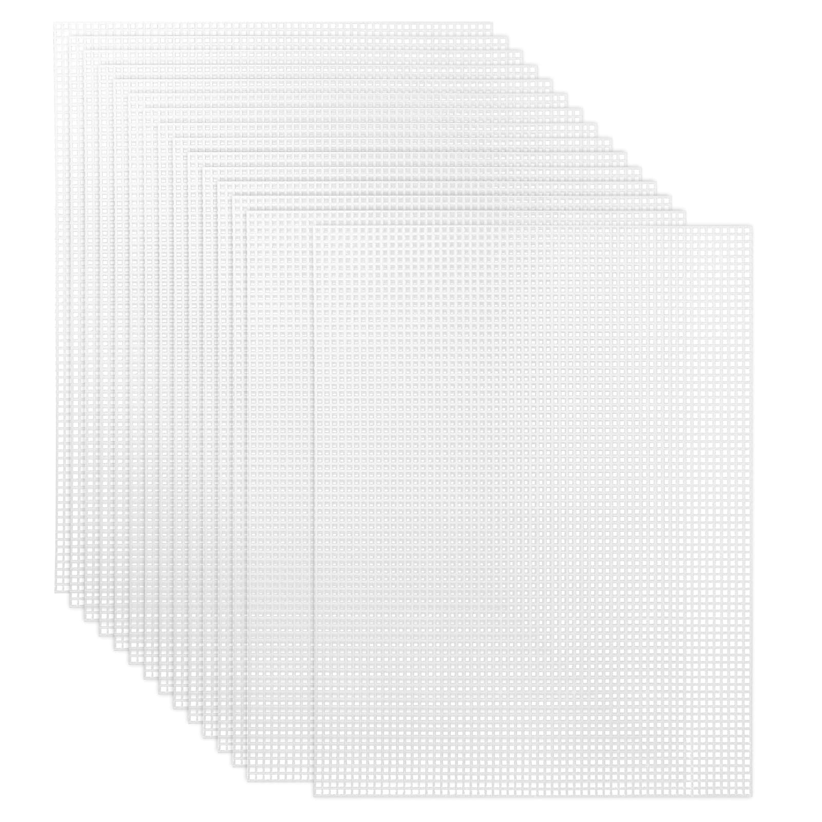 4 PCS 7 Count Plastic Mesh Canvas Sheets for Embroidery, White Plastic Needlepoint Canvas for Acrylic Yarn Crafting, Knit Crochet Projects, Make Aquarium Dividers (10.4 x 13.6 Inches)