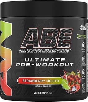 – Applied Nutrition ABE Pre Workout - All Black Everything Pre Workout Powder, Energy & Physical Performance with Citrulline, Creatine, Beta Alanine (375g - 30 Servings) (Strawberry Mojito)