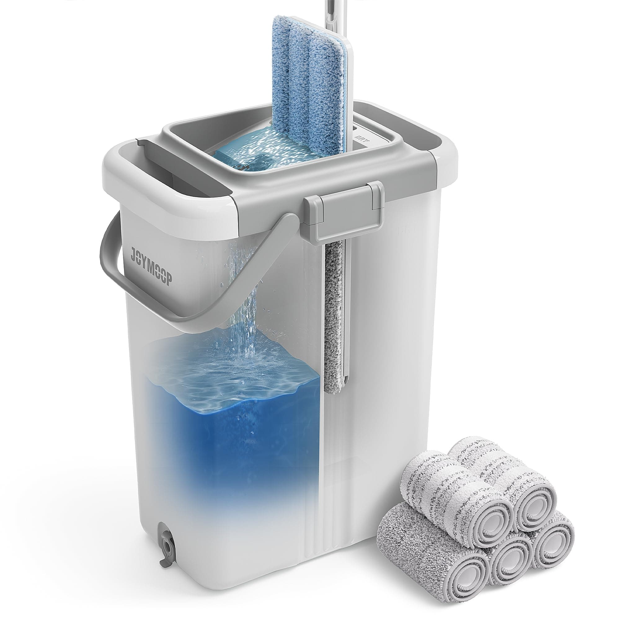 JOYMOOP Mop and Bucket with Wringer Set, Flat Squeeze Mop with Bucket (X-Larg...