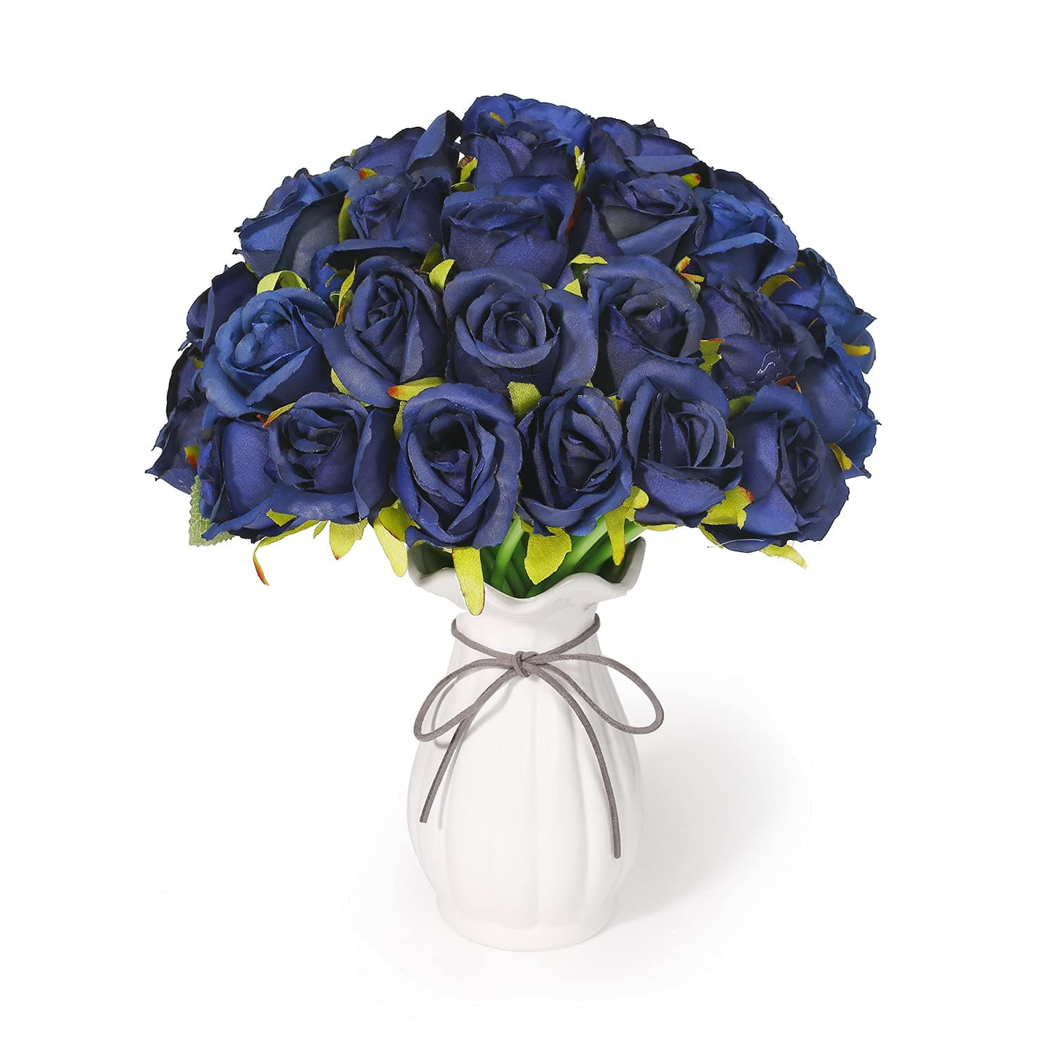 Navy Blue Roses 24Pcs Blue Roses Artificial Flowers Fake Roses Bouquet Of Flowers Artificial Flowers For Decoration Silk Flowers With Stems For Wedding Party Office Decoration Floral Arrangement