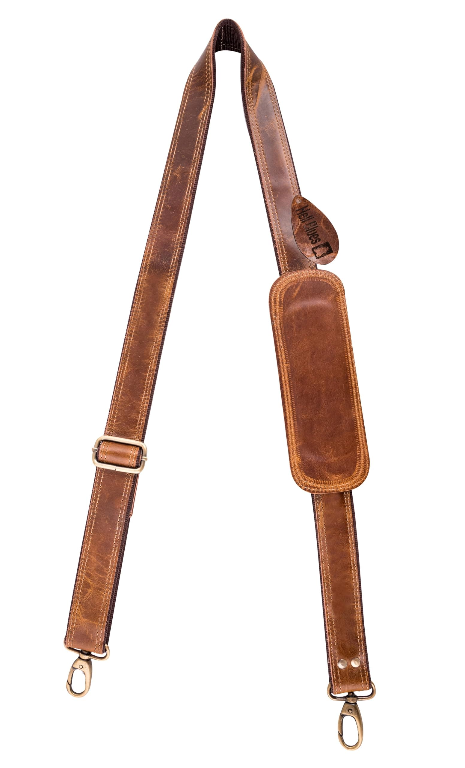 Genuine Leather Bag Strap with Brass Swivels Adjustable 57" Universal Replacement Shoulder Straps for Laptop Bags, Luggage Duffel, Messenger Bags (145 cm)