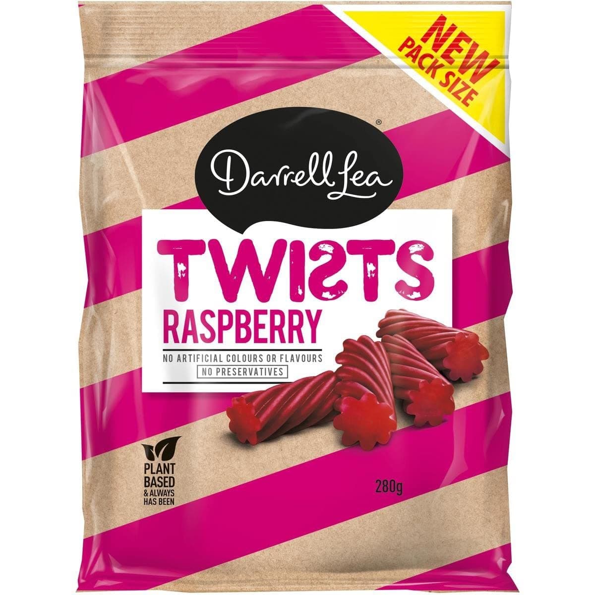 Darrel Lea Raspberry Twists Licorice, Made In Australia, 300g