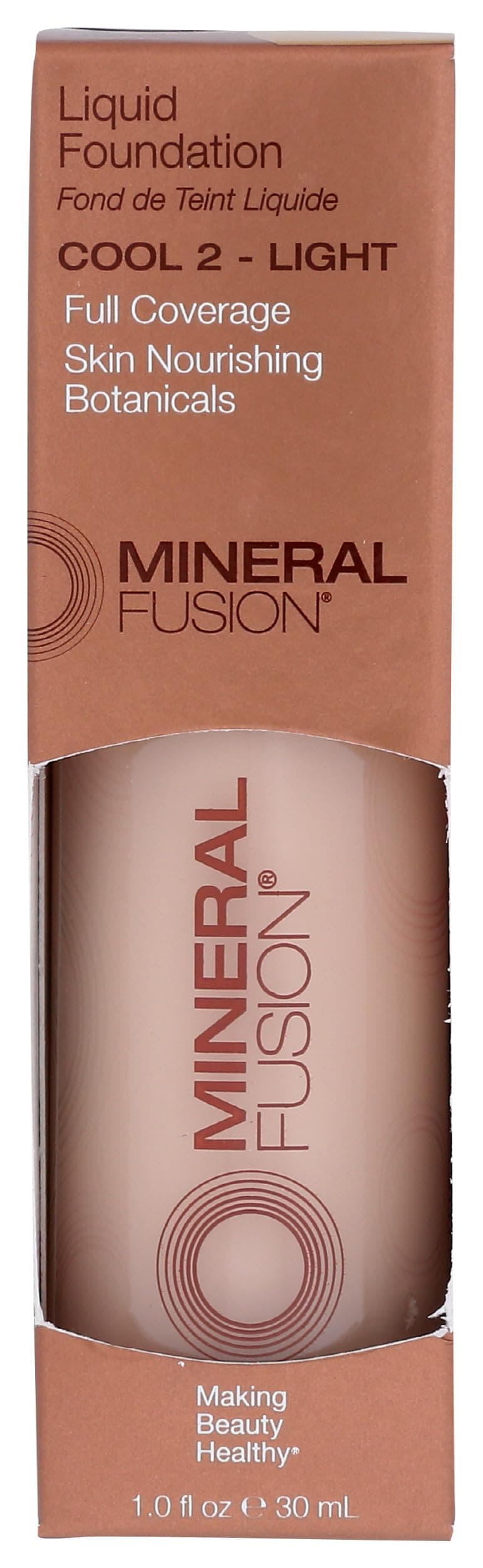 Mineral Fusion Full Coverage Foundation, Liquid Foundation - Cool 2- Light Complexion w/Cool Undertones, Lightweight Matte Finish, Up to 12 Hr Hydration, Hypoallergenic & Vegan, 1 fl. Oz