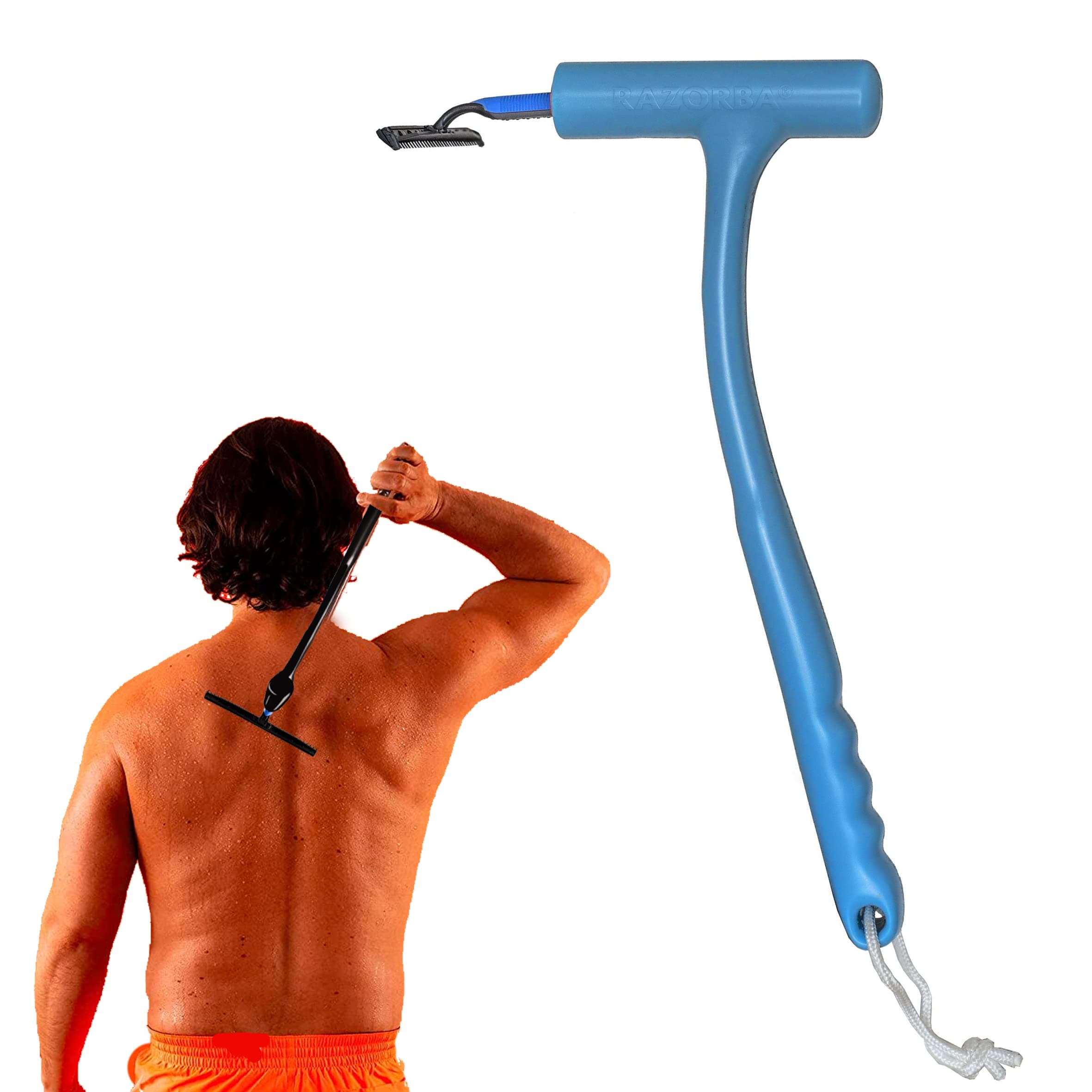 Back Shaver for Men - Razor Extension Handle. Ergonomic Manscape Yeti Stick. Leg & Back Shavers for Men & Women. Men's Back Hair Remover Wand. DIY Body Groomer Free Disposable Shaver Included