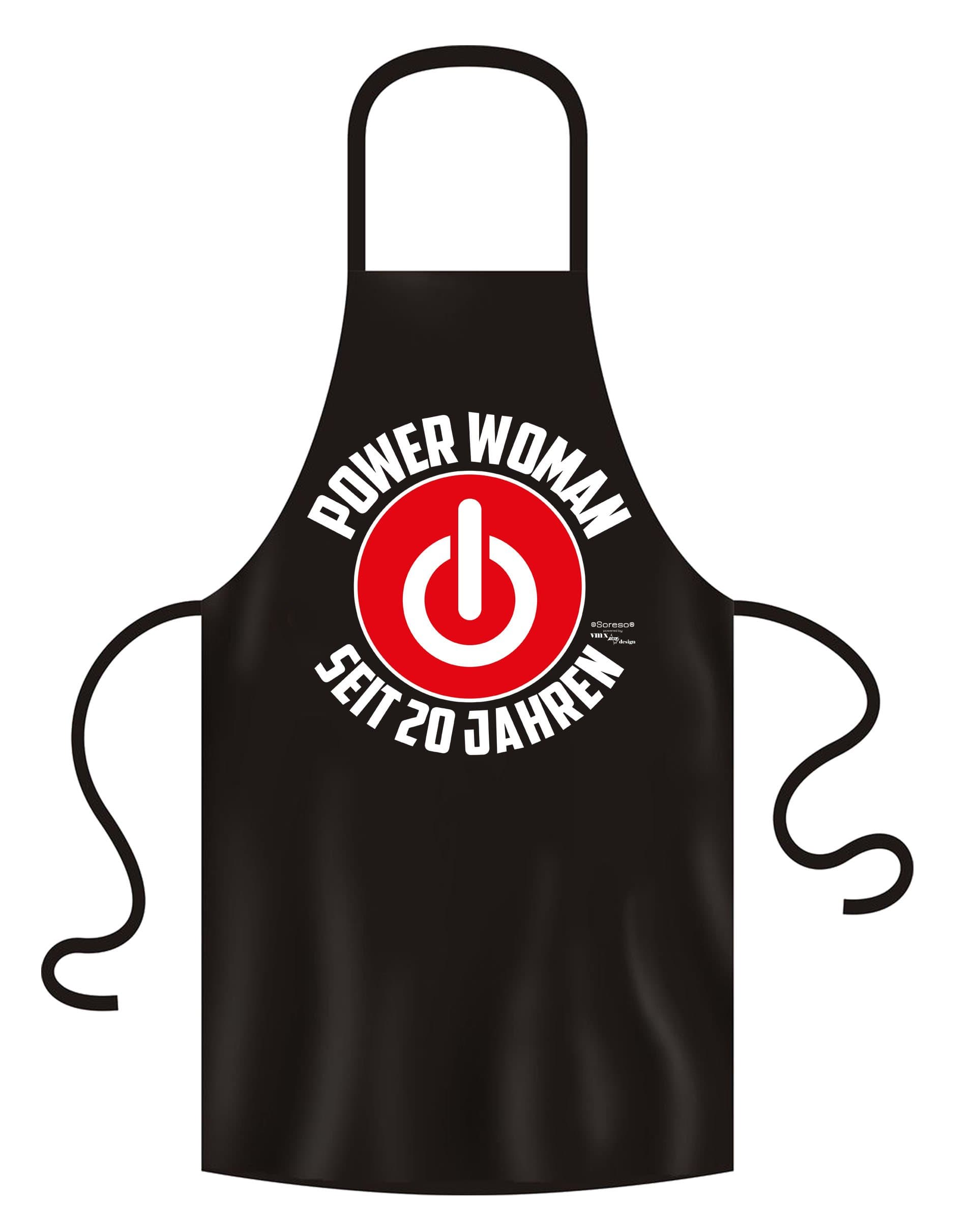 Power Girl Power Woman For 20 Years 20th Birthday Gift BBQ Apron Gift Idea Her Colour: Black & Certificate Holder, 100% Cotton, Black (black-02), One Size