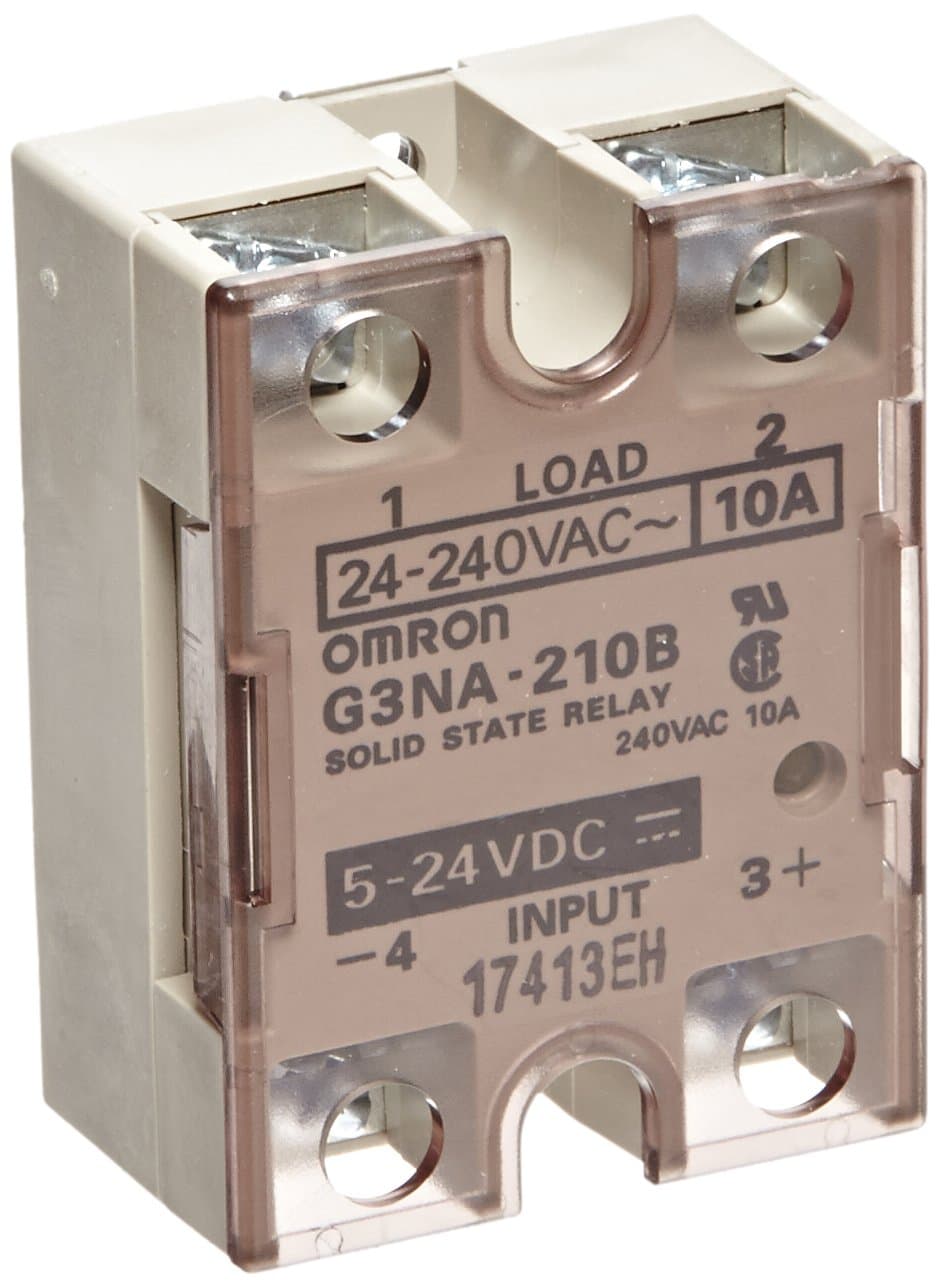 Omron G3NA-210B-DC5-24 Solid State Relay, Zero Cross Function, Yellow Indicator, Phototriac Coupler Isolation, 10 A Rated Load Current, 24 to 240 VAC Rated Load Voltage, 5 to 24 VDC Input Voltage