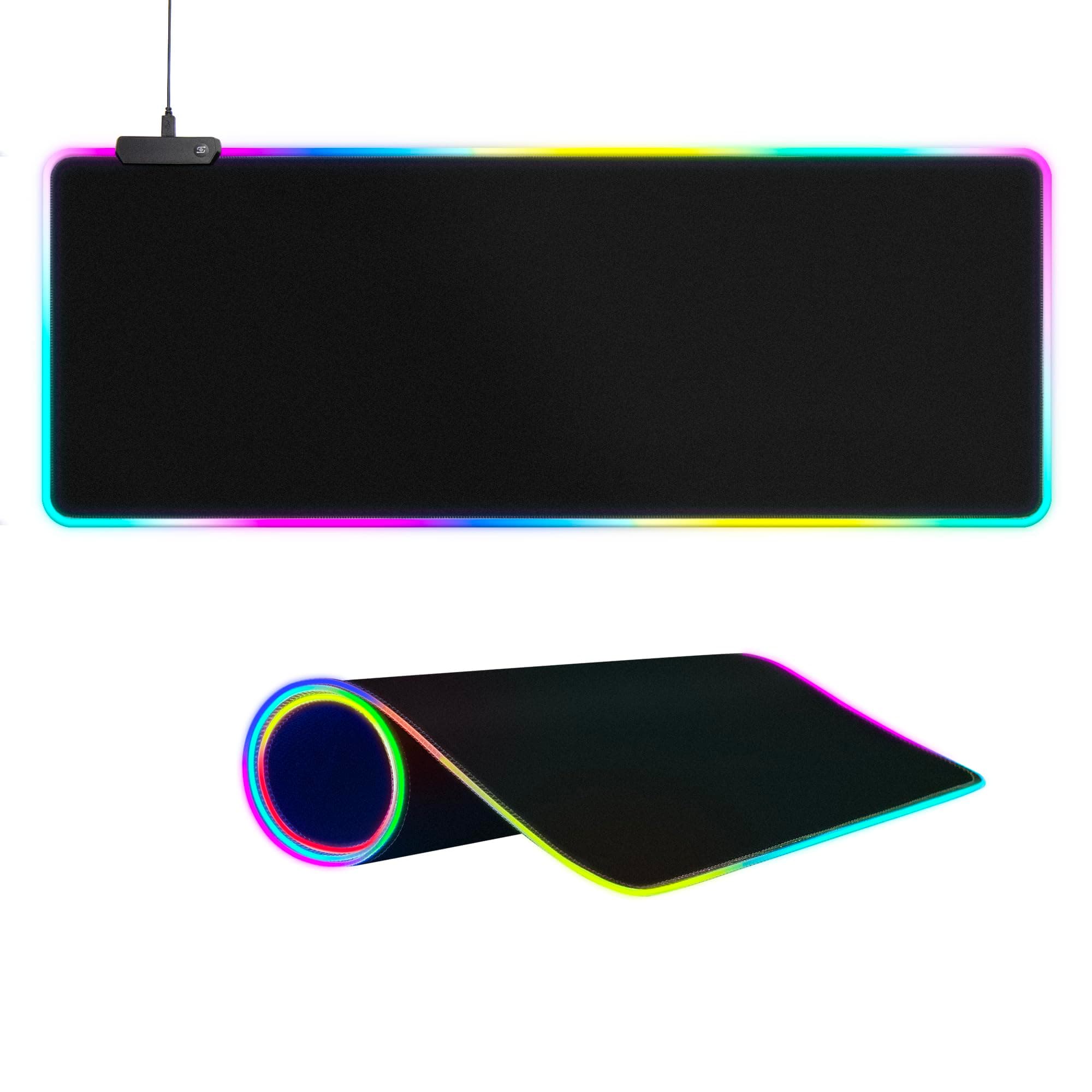 Large RGB Gaming Mouse Pad -15 Light Modes Touch Control Extended Soft Computer Keyboard Mat Non-Slip Rubber Base for Gamer Esports Pros 31.5X11.8(RGB)