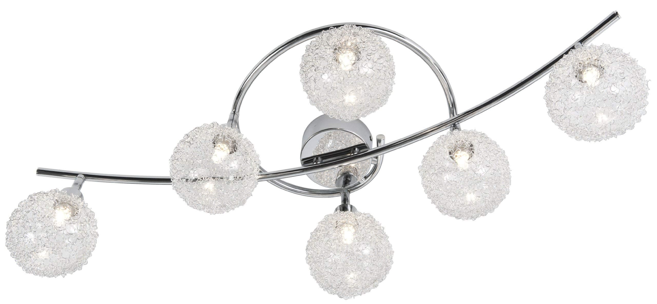 Nino Leuchten Spider 63369606 Halogen Ceiling Light / 6-Flame/Length 80 cm/Wire Mesh Balls/Wire [Energy Class C]