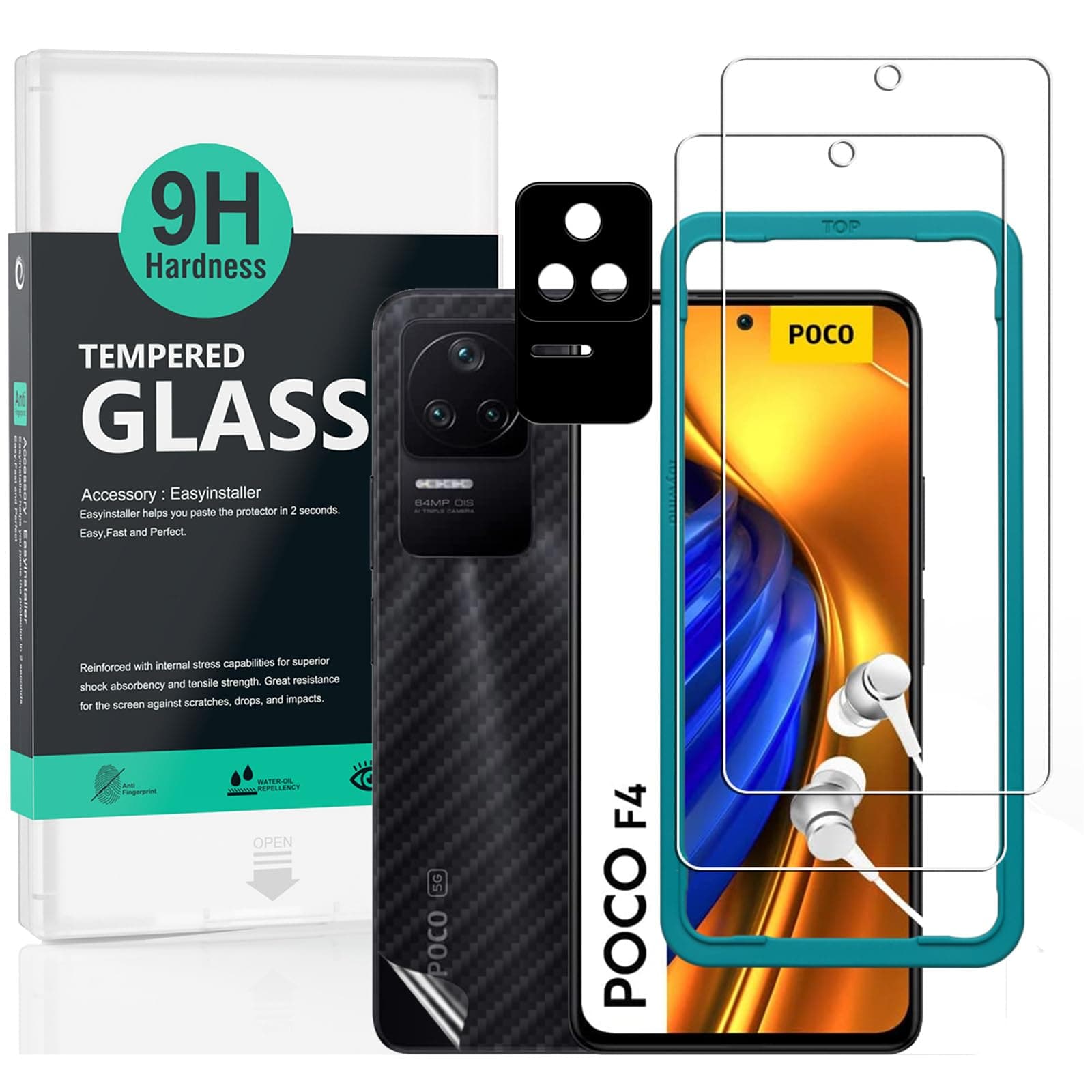 Ibywind 2 Pcs Screen Protector compatible with POCO F4 5G 6,67" Tempered Glass Protective,With 1Pc Camera Lens Protector,Easy to install,Bubble Free,Impact-Protection,HD Clear,Case Friendly