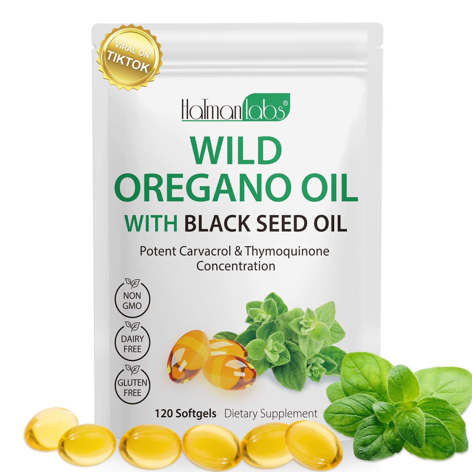 MXCZBSM Oregano Oil Capsules, 2 in 1 Oil of Oregano with Black Seed Oil, Oreg...