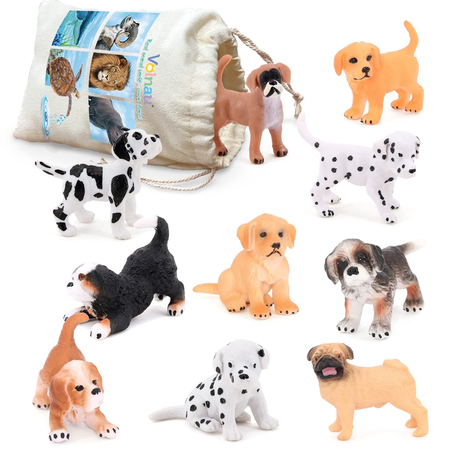 Dog Figurines Animal Toys 10PCS Mini Puppy Figures for Kids Toddlers Decorations Preschool Educational Cake Topper Set
