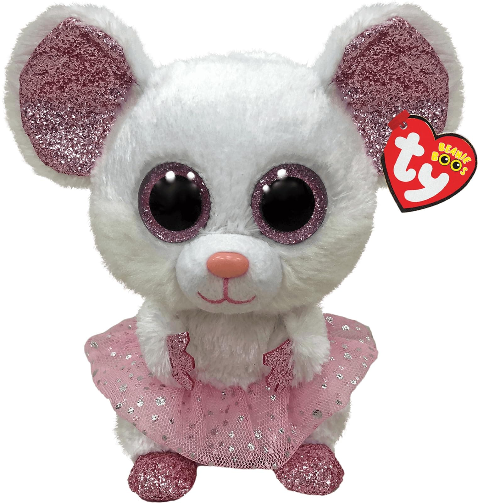 Beanie Boo – Nina Mouse Plush Toy, 15 CM – Soft & Cuddly Stuffed Animal with Sparkly Pink Tutu – Adorable Gift for Kids & Collectors