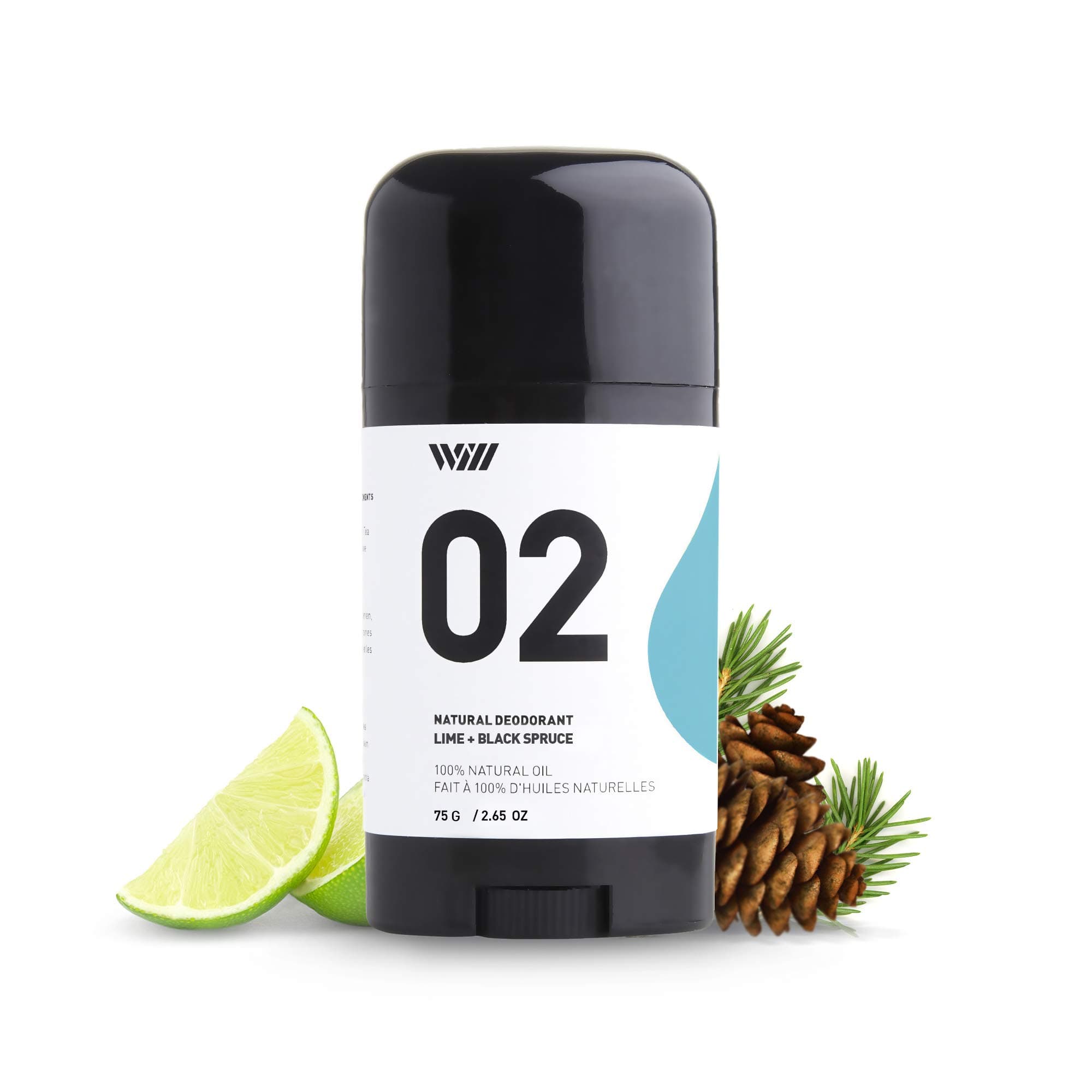 02 Natural Deodorant Stick, Aluminum Free Deodorant, Paraben Free Deodorant Stick, 24-Hour Protection Underarm Deodorant (Lime and Black Spruce) - Way of Will