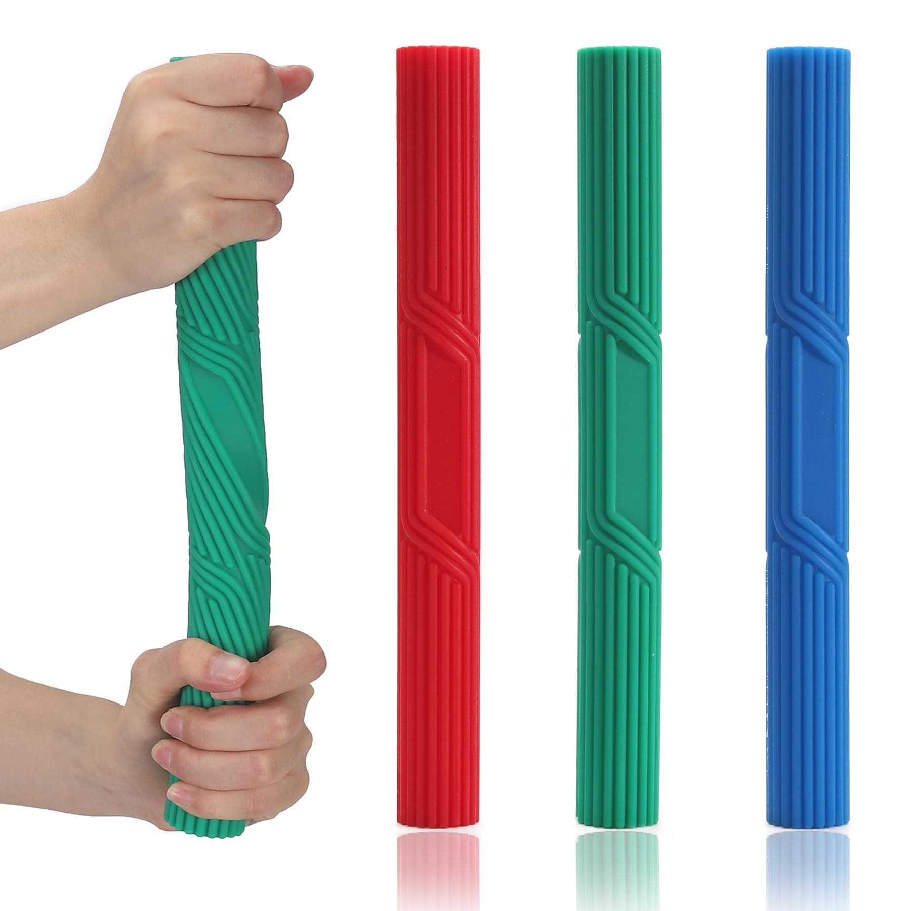 Flex Therapy Strengthener (3 Pack), Tennis Elbow Physical Therapy Bar, Resistance for Golfers Elbow, Tendonitis, Wrist, Forearms Pain Relief (RGB)