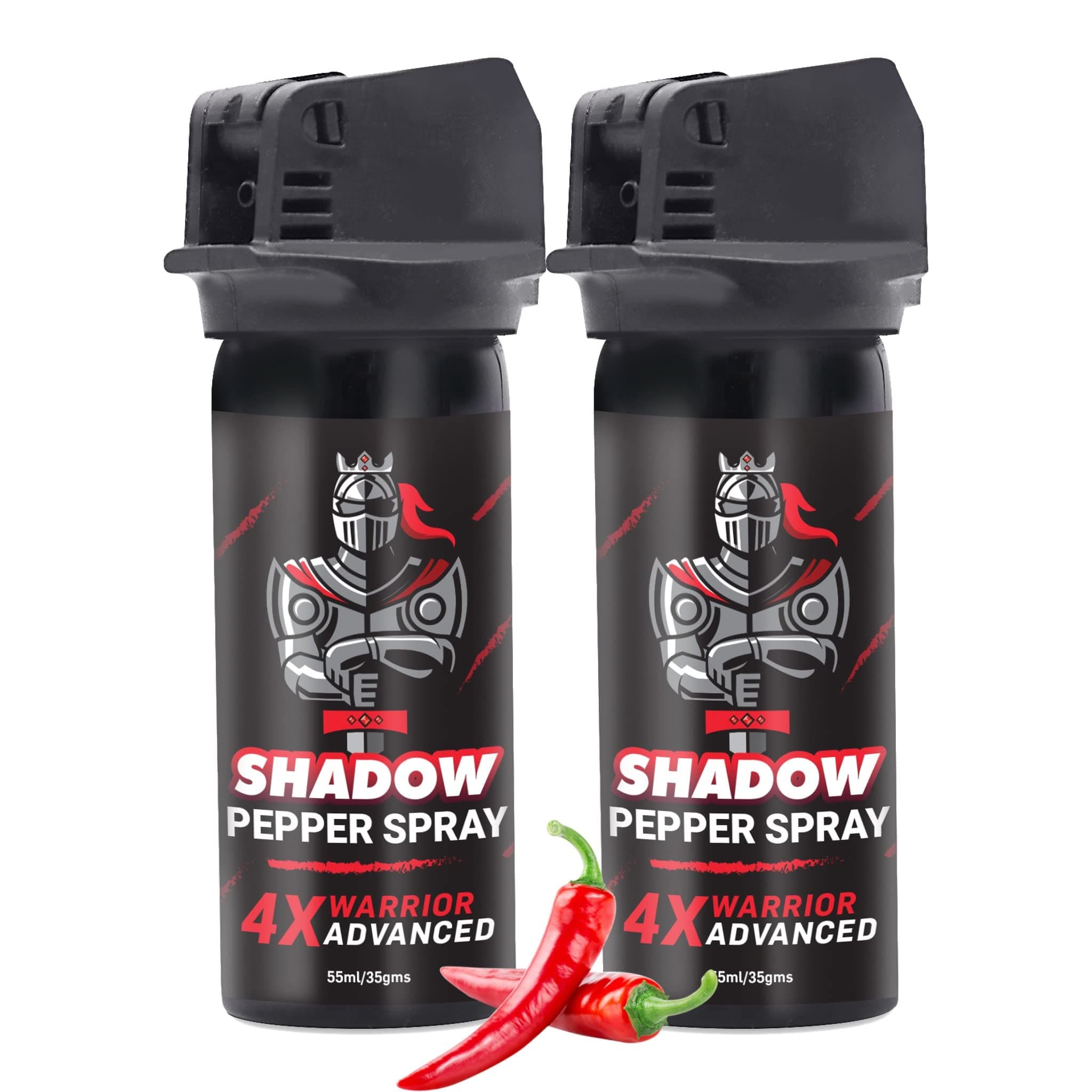 Shadow Securitronics Warrior Flip Type 4X Pepper Spray with Safety Lock for Women & Girls, 35gm/55ml (Pack of 2)
