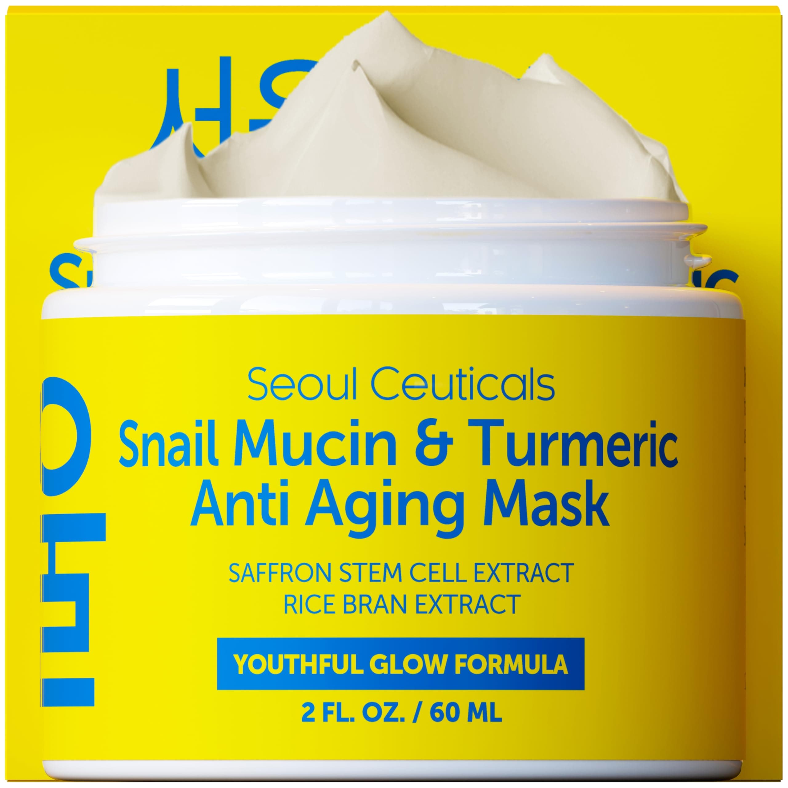 Korean Face Mask Skin Care - Snail Mucin Turmeric Mask for Face – Cruelty Free K Beauty Anti Aging Face Mask for Healthy, Youthful Glow 2oz