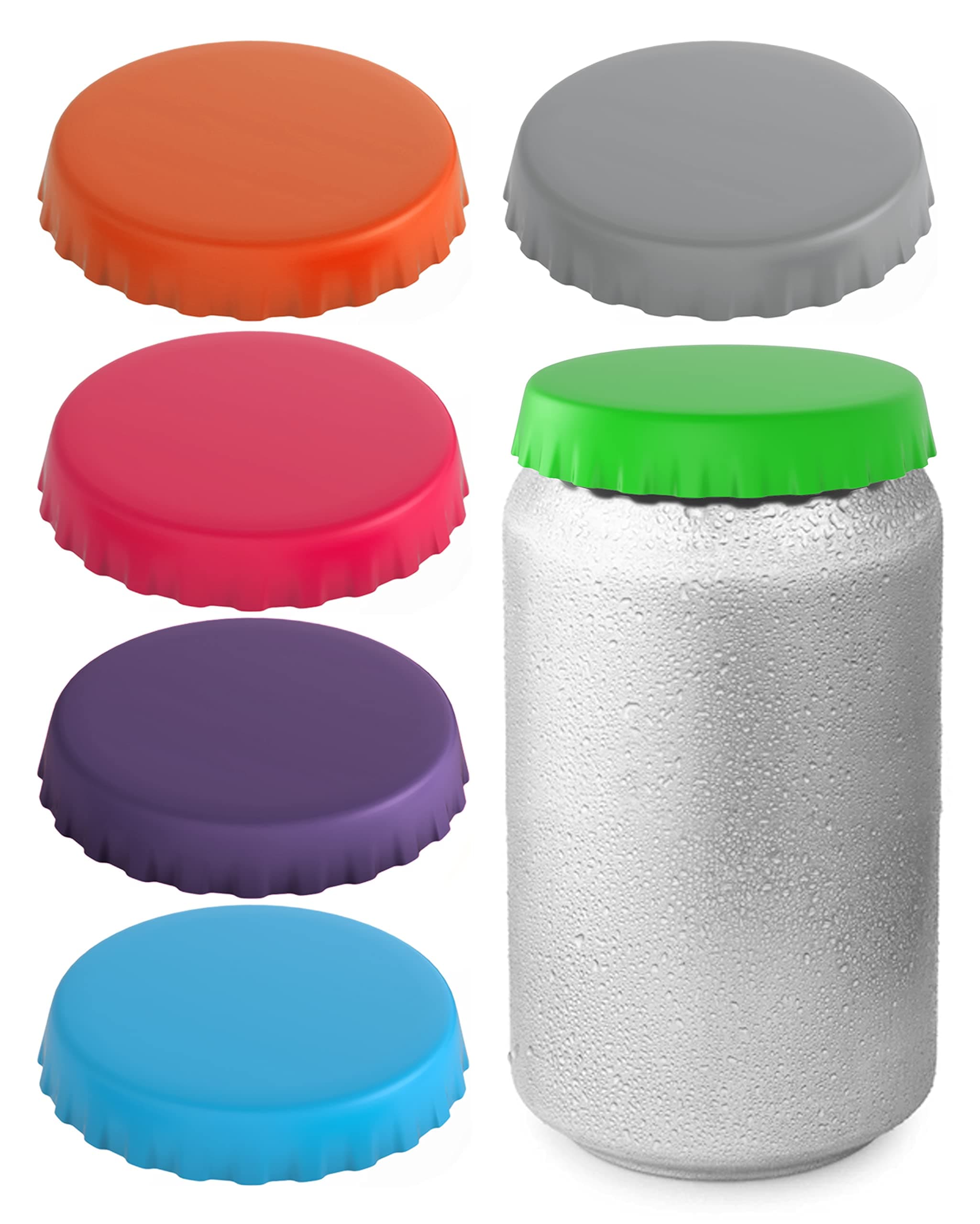 Silicone Soda Can Lids Covers Fits Standard Soda Cans (6 Pack, Assorted)