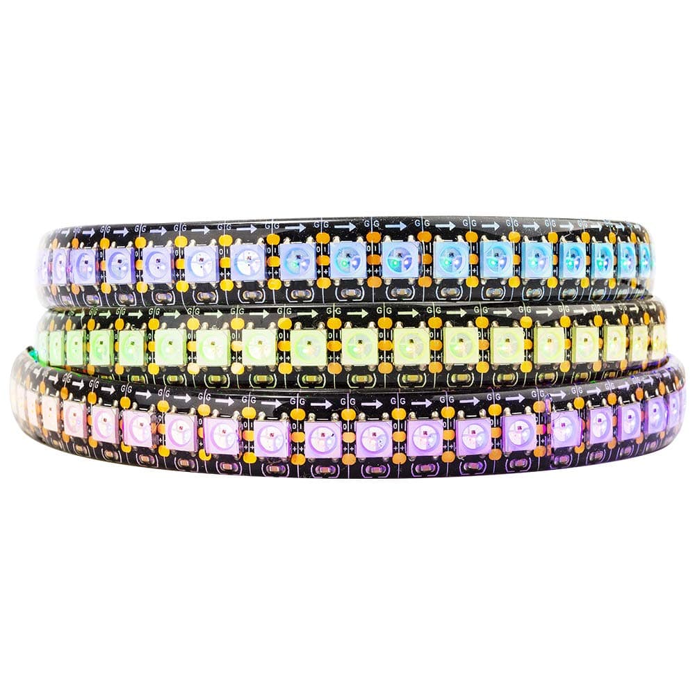 WS2812B IC RGB LED Strip,UL Listed,Pure Gold Wires,DC5V 3.28FT 144LED 5050SMD,Individually Addressable,Flexible for DIY Chasing Full Color Project,3M Tape,IP65(No Adapter or Controller)