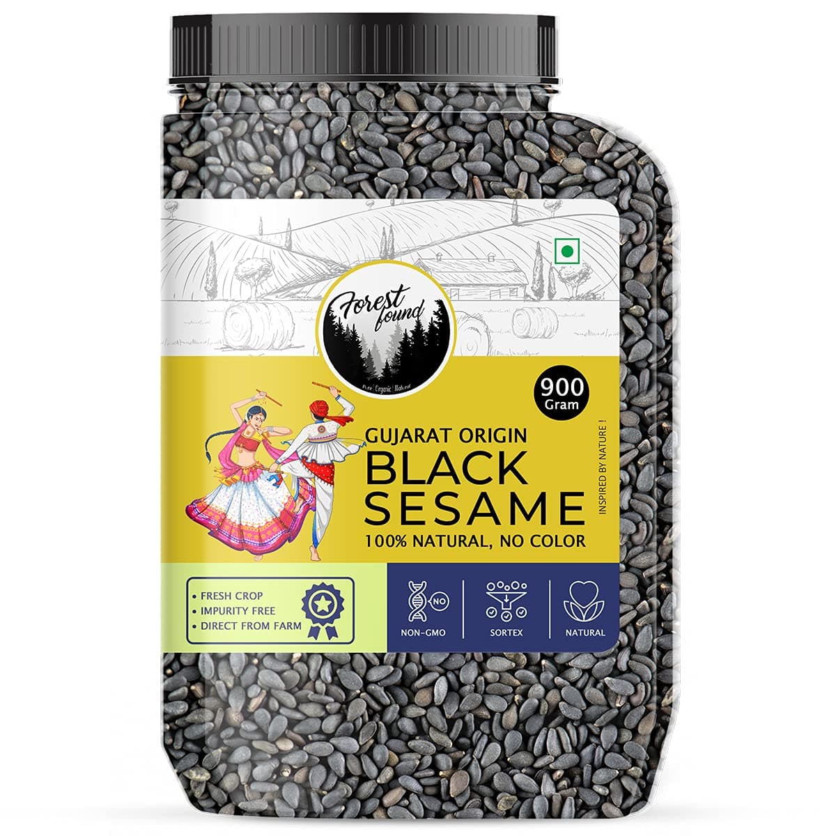 Forest Found Black Sesame Seeds (900 Gm) | Kale Til Tal For Weight Loss And Eating Unhulled | Pure, High In nutrient, Fresh Crop