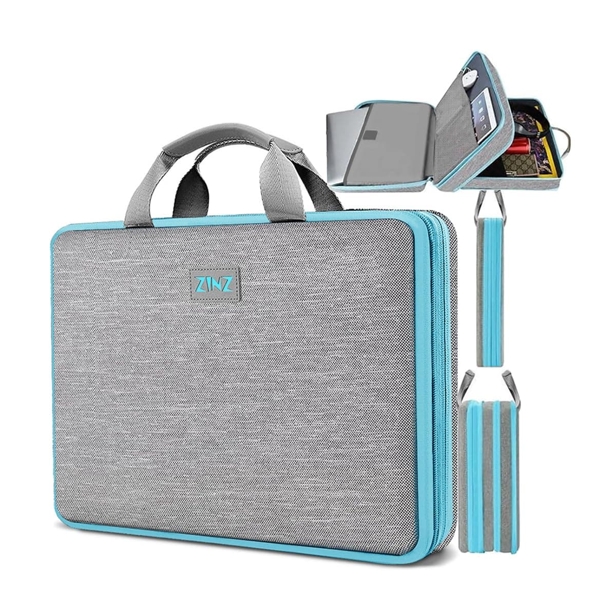 ZINZ Laptop Case 15 15.6 16 inch Sleeve, Expandable Computer Hand Bag with Multi-pockets Compatible with MacBook Pro 16 inch M4/M3/M2/M1, MacBook Air/Pro 15 inch and 15-16 inch Notebooks，G01Y01