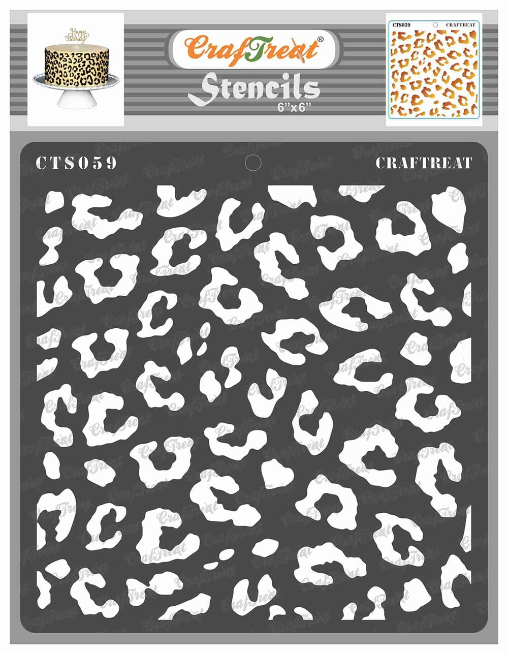 CrafTreat Cheetah Print Stencil 6x6 Inch – Reusable Animal Skin Pattern Painting Template for Wall, Wood, Fabric, Canvas & DIY Craft Projects