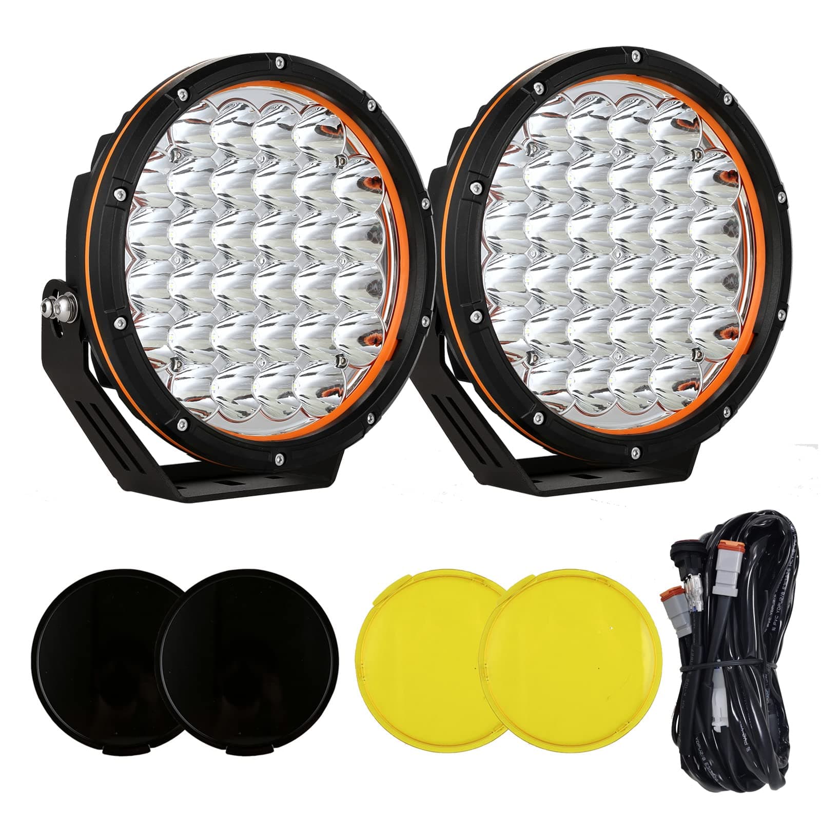 BIGLION.X 9 Inch Round LED Offroad Driving Lights, Super Bright Spot Lights, Waterproof IP68 12V 24V for Pickup Trucks SUV UTV 4WD, Black 9''