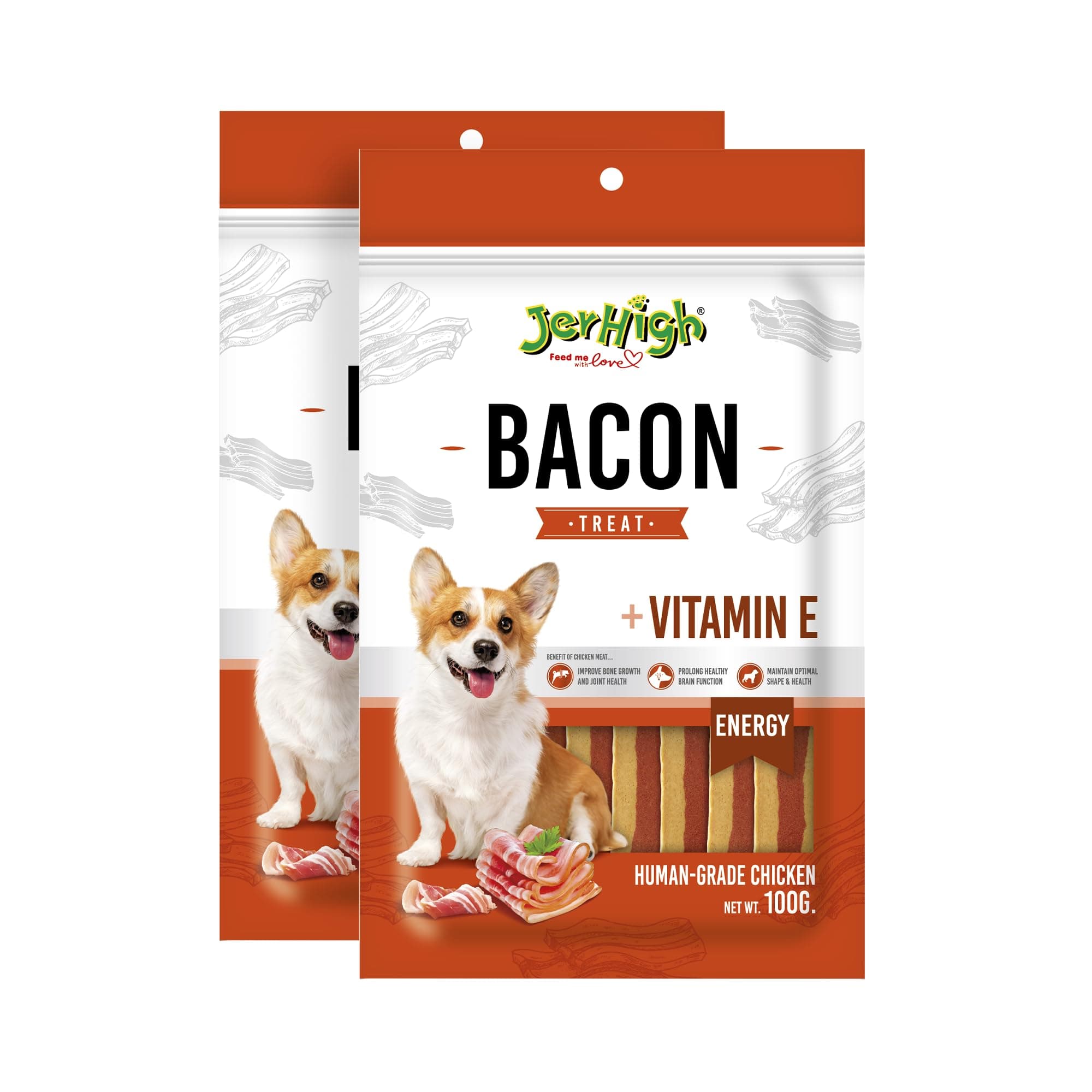 Jerhigh Stick Young Dog Treat Adult Bacon (100 GMS) Pack of 2