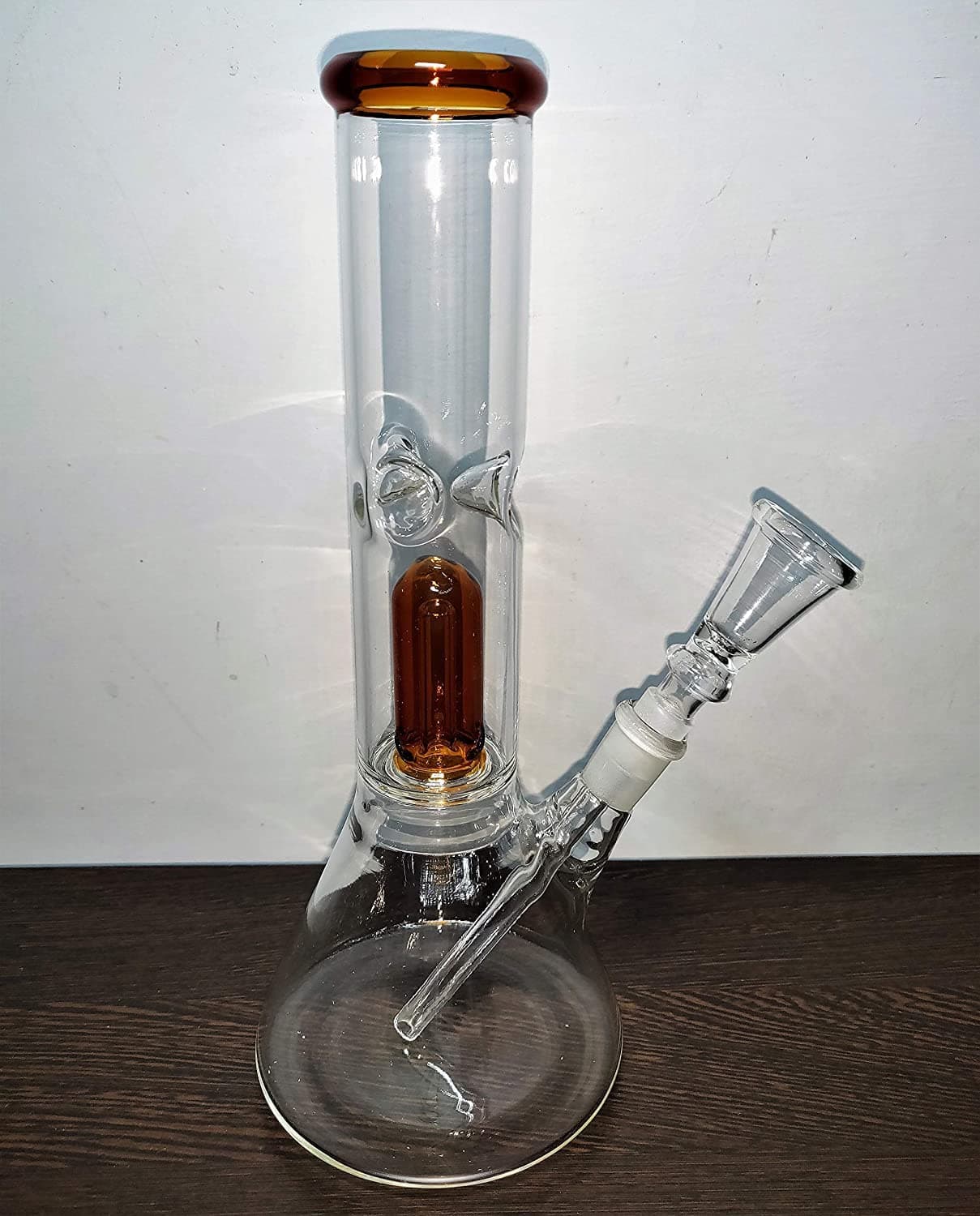 Glass Percolator Ice Bong 10 Inch - Amber