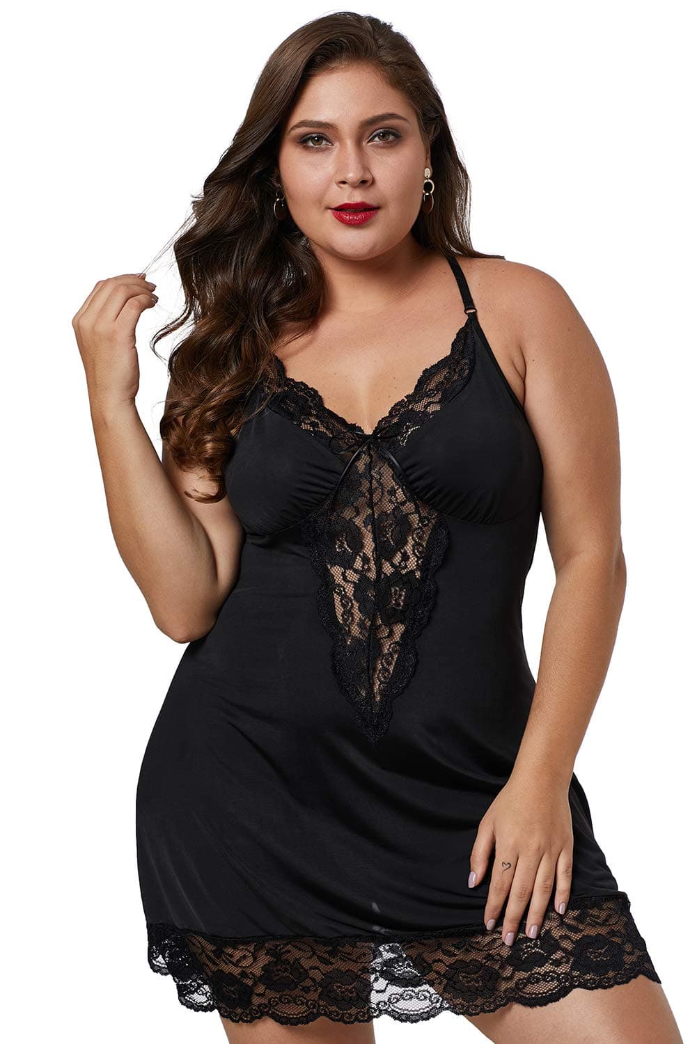 Sexy Plus Size Silk Nighty Chemise Satin Lingerie Sets
