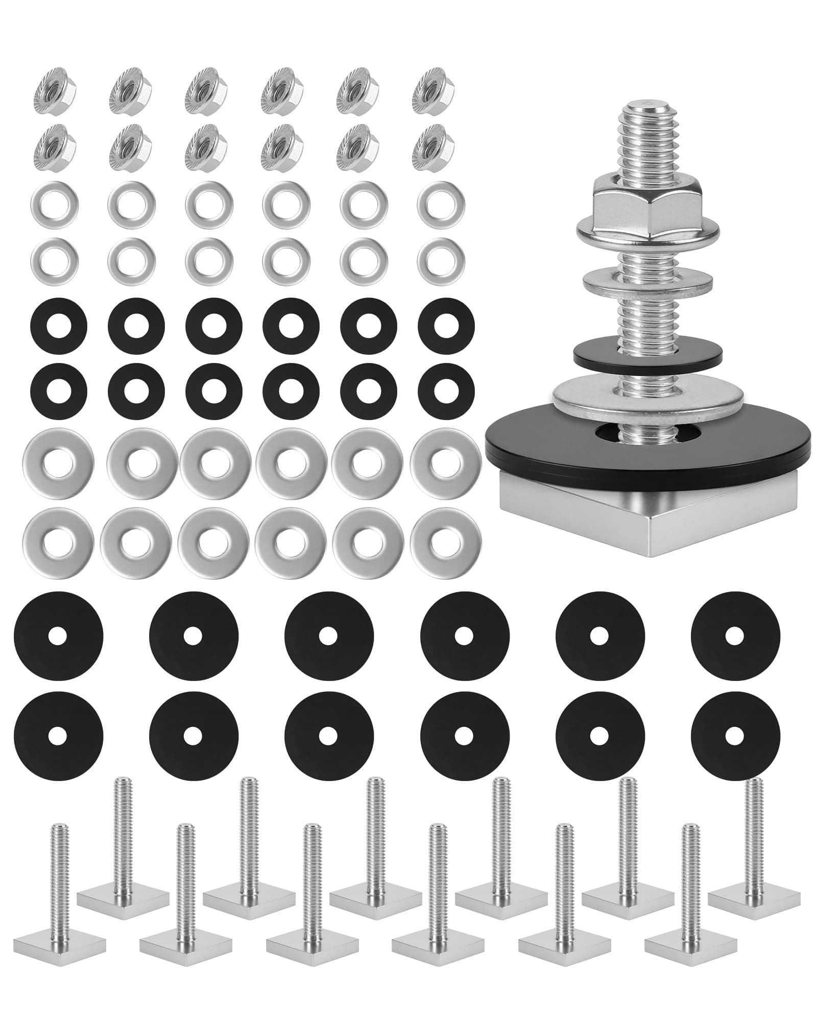 T Slot Bolts for Thule, Yakima Roof Rack Cross Bars, Platform, Cargo Basket, Stainless Square T Track Bolt Adapter to Secure Bike/Ski/Kayak Rack, Solar Panel, Awning