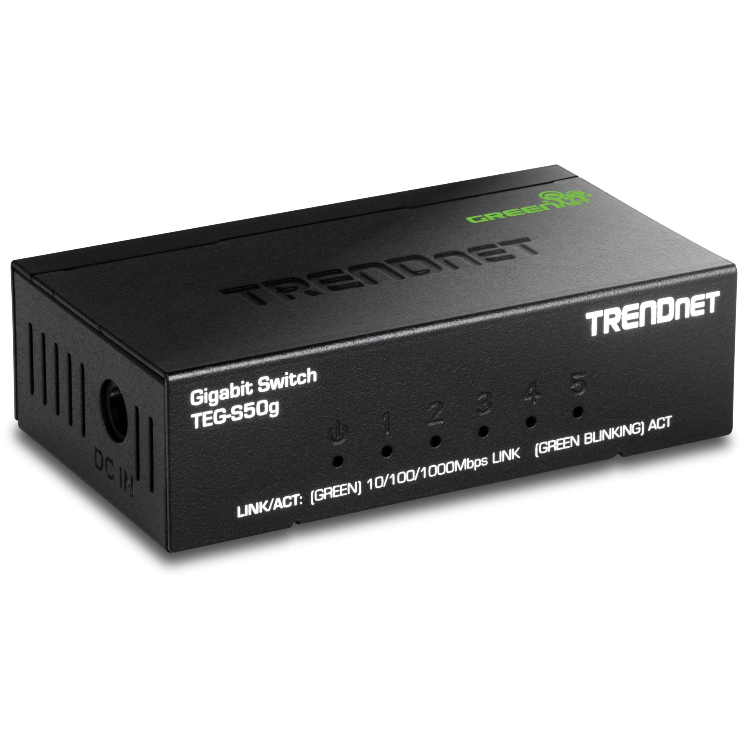 TRENDnet5-Port Unmanaged Gigabit GREENnet Desktop Metal Switch, TEG-S50g,Ethernet Splitter, Ethernet/Network Switch, 5 x Gigabit Ports, Fanless, 10 Gbps Switching Fabric, Black