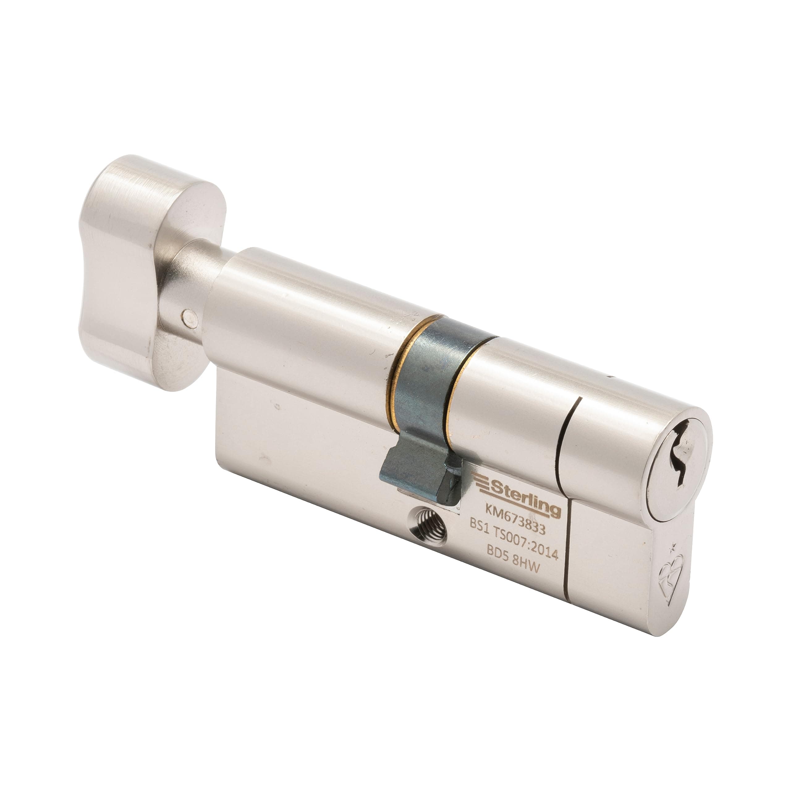 Int Ext BS1 ETN3545 Thumbturn Door Cylinder, Satin Nickel, Internal 40mm External 40mm (80mm Total)