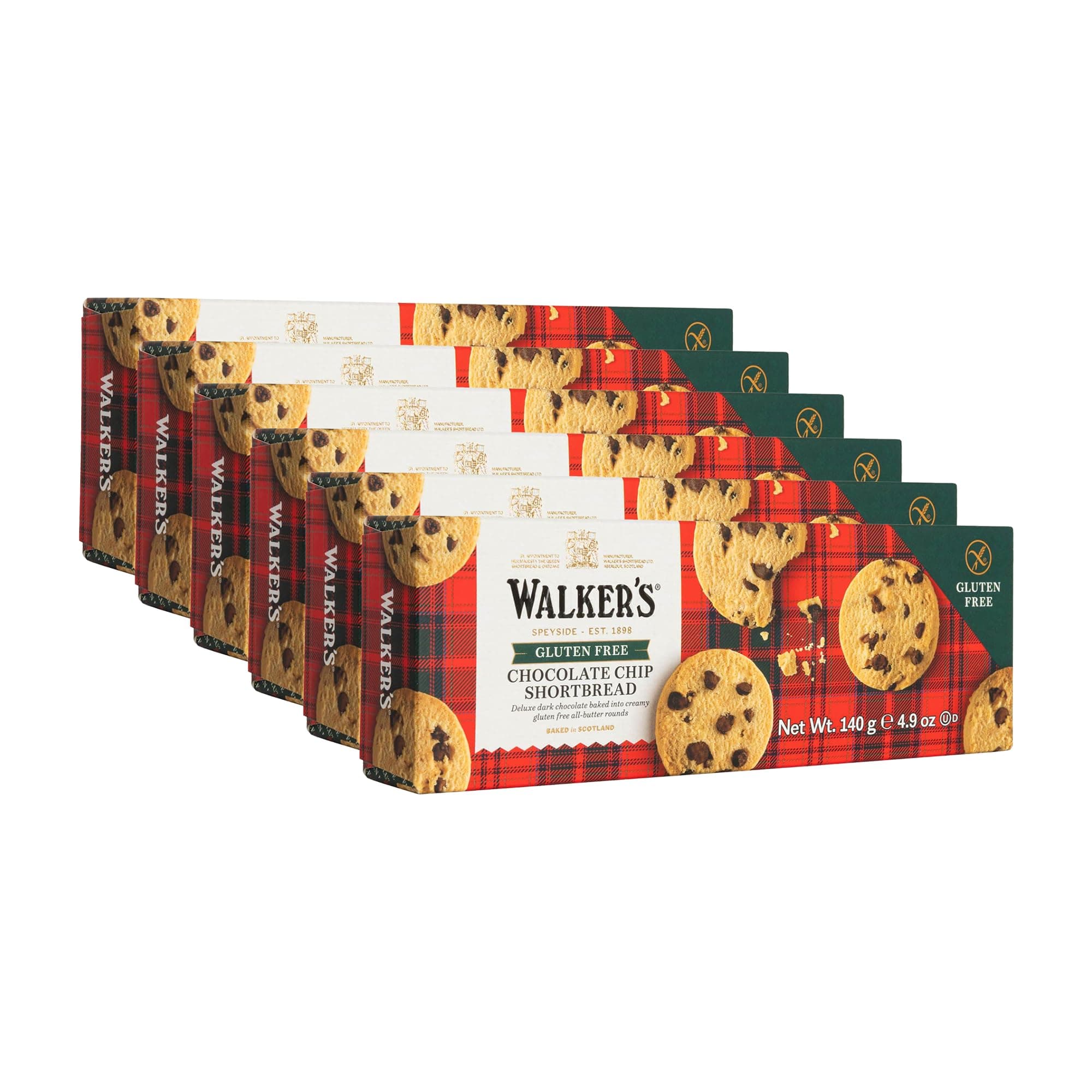 Shortbread Gluten Free Chocolate Chip Cookies, All-Butter Shortbread Cookies, 4.9 Oz (Pack of 6)