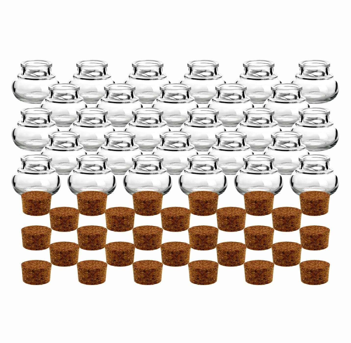 Gouveo set of 28 small cork glasses "Mini 40" incl. corks for guest gifts, spices, glass jar, storage glass, cork glass round, from Flaschendiscount (set of 28 40 ml glasses), 28er Set