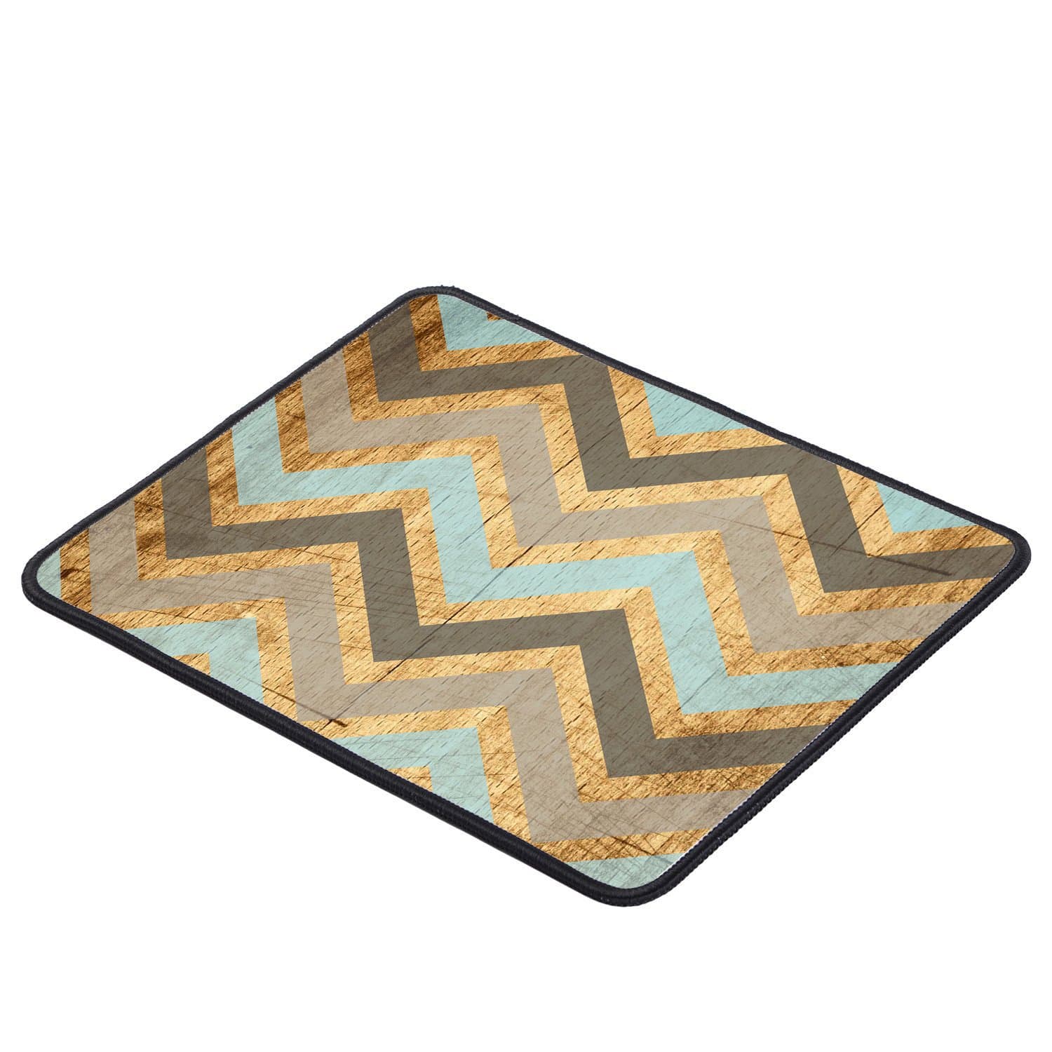 Vintage Wood Chevron Unique Custom Large Gaming Mouse Pad Mousepad, Non-Slip Rubber and Stitched Edges (11.8x9.8 inches)