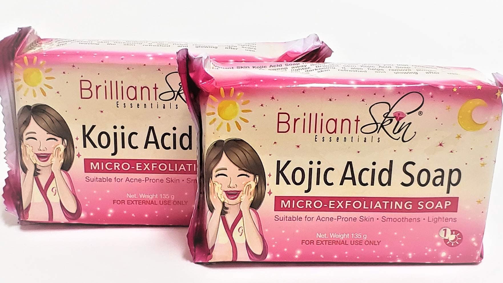 Brilliant Skin Essentials Kojic Micro Exfoliating Acid Soap Bar (135g, Pack of 2)