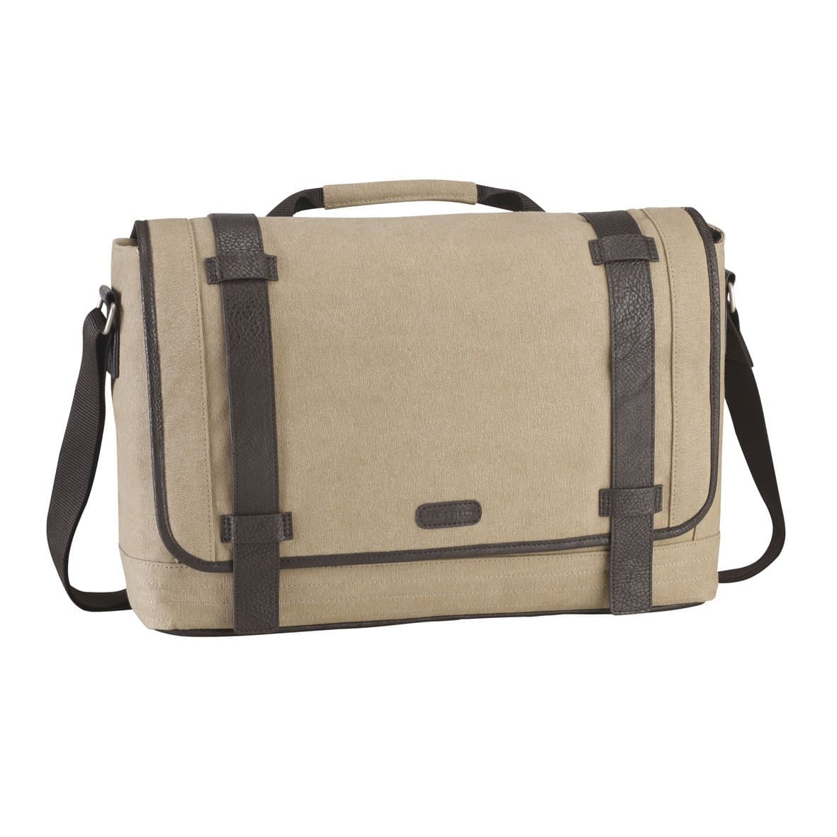 Targus City Fusion Canvas Laptop Messenger Bag with Shoulder Strap for up to 15.6-Inch Laptop, Beige (TBM06401EU)