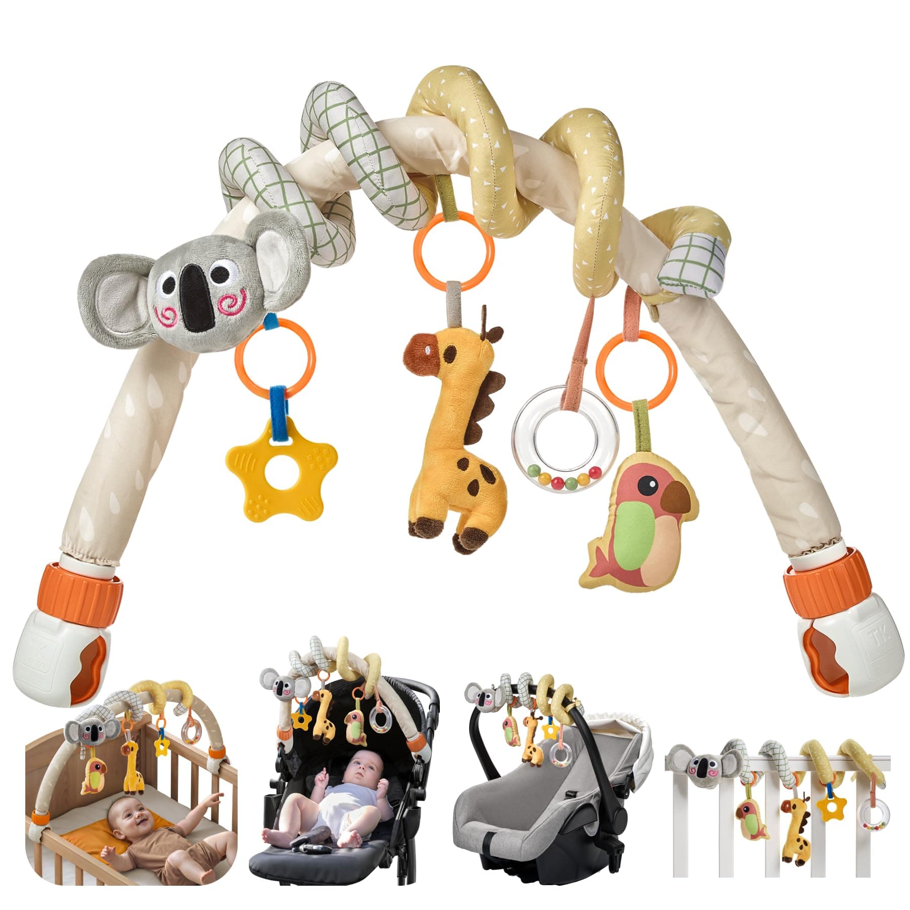 TUMAMA Baby Stroller Arch Toy,Portable Baby Mobile for Bassinet,Car Seat Crib Accessories Travel Activity Arch for Babies Infants 0-12 Months