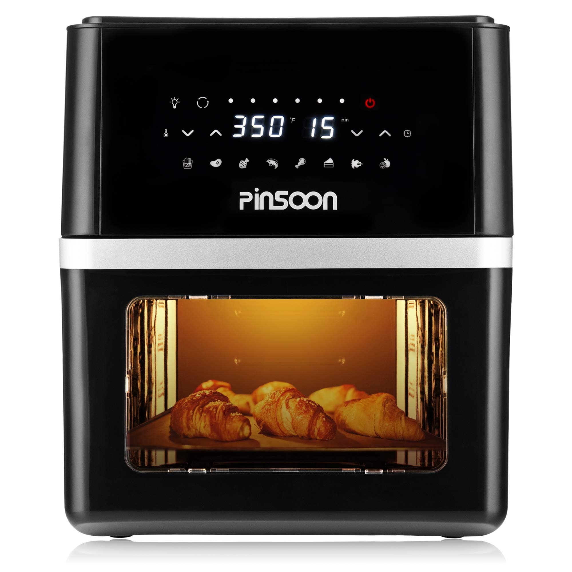 PINSOON 10-Quart Air Fryer, Rotisserie Shaft & Layer Racks & Nonstick Basket, Electric Hot Air Fryer Oven Oilless Cooker, 12 Accessories, 8 Cooking Presets, LED Digital Touchscreen 50 Recipes